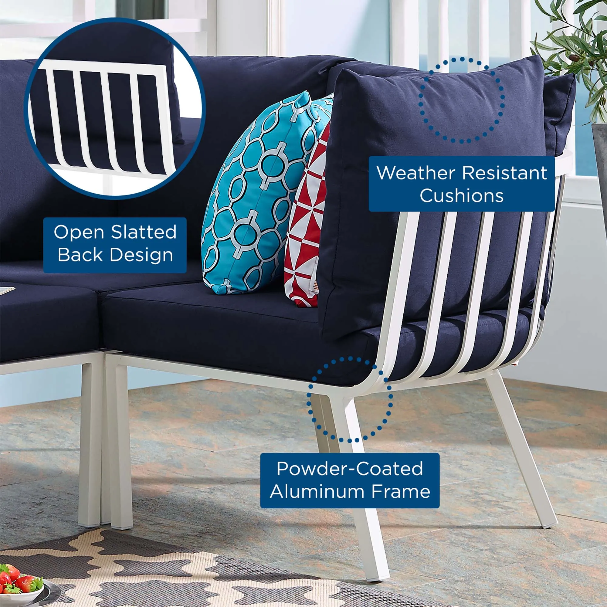 Riverside Outdoor Patio Aluminum Corner Chair by Modway