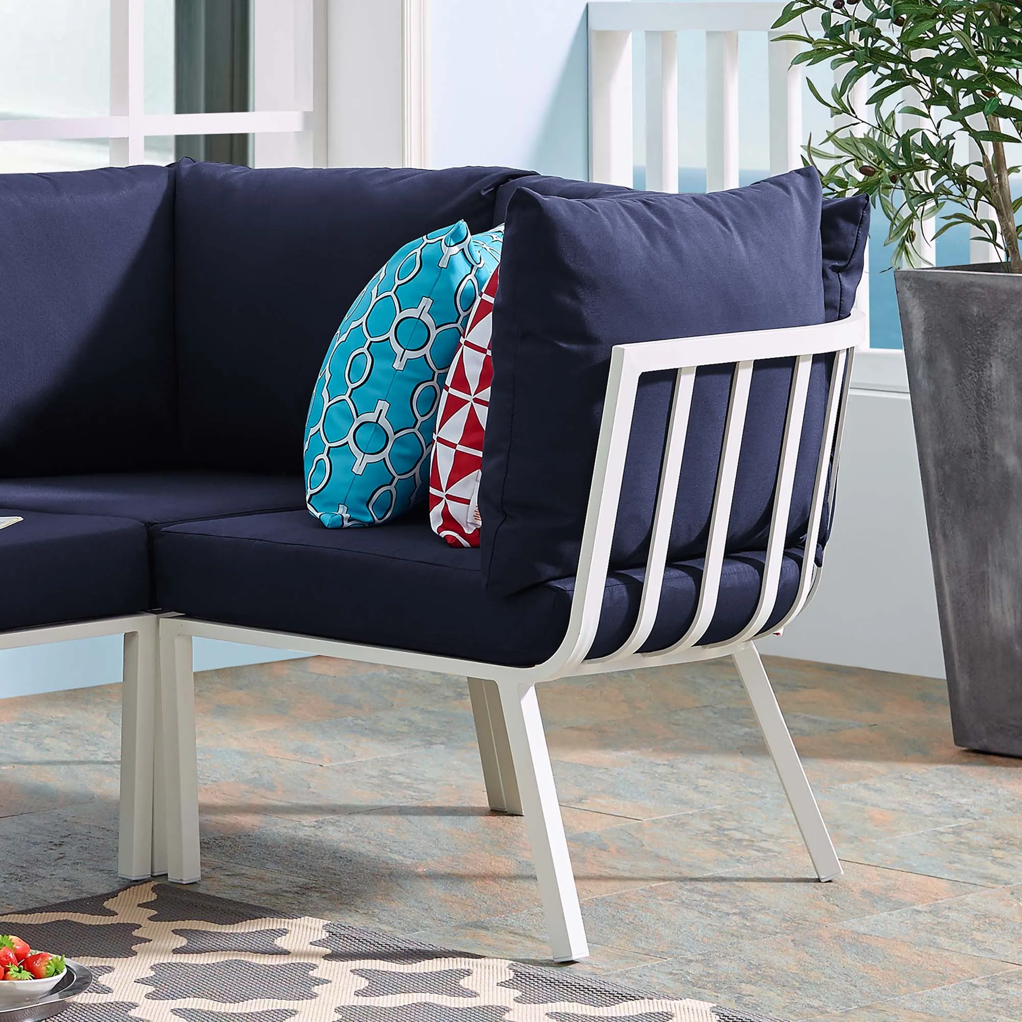 Riverside Outdoor Patio Aluminum Corner Chair by Modway