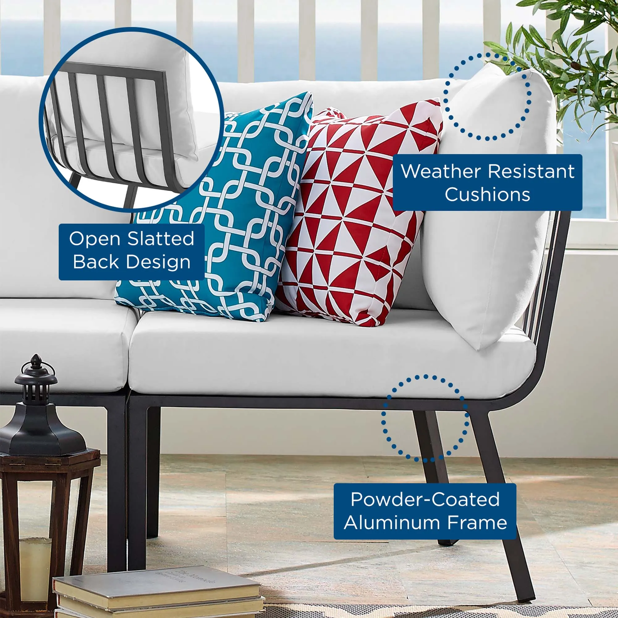 Riverside Outdoor Patio Aluminum Corner Chair by Modway