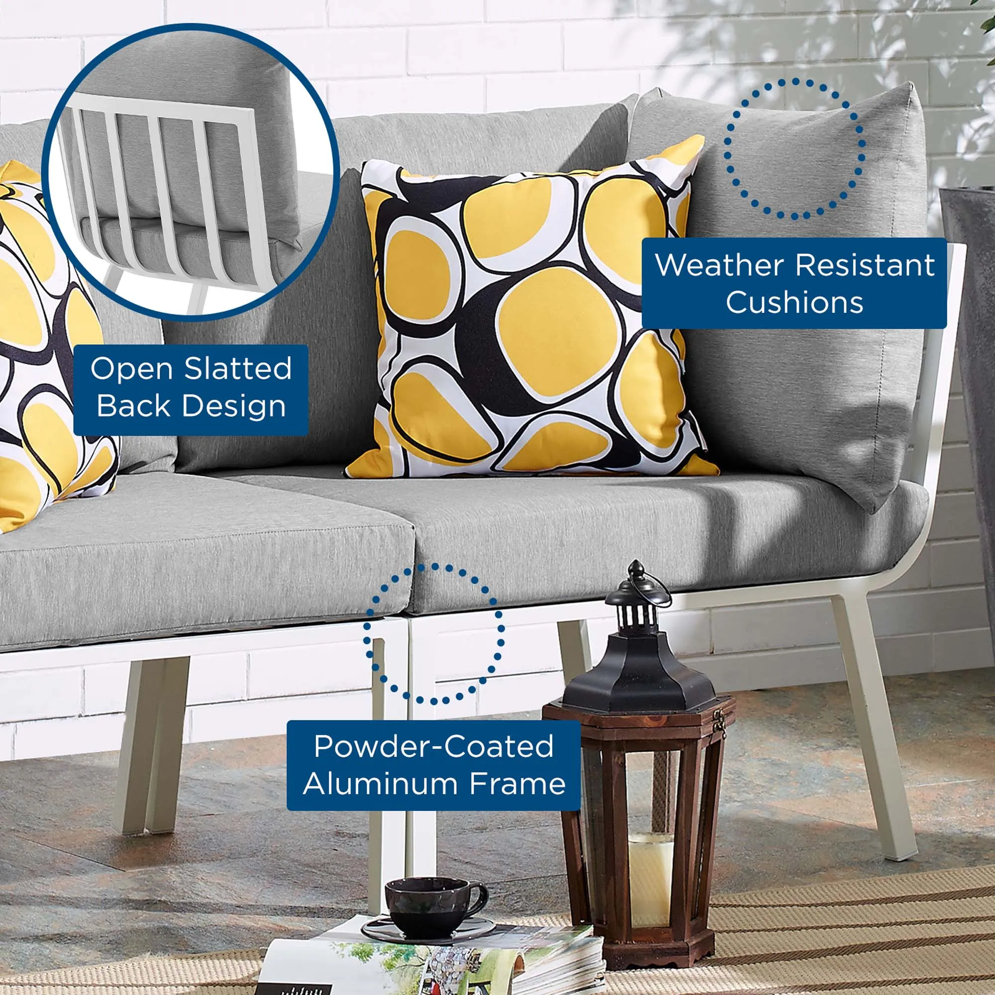 Riverside Outdoor Patio Aluminum Corner Chair by Modway