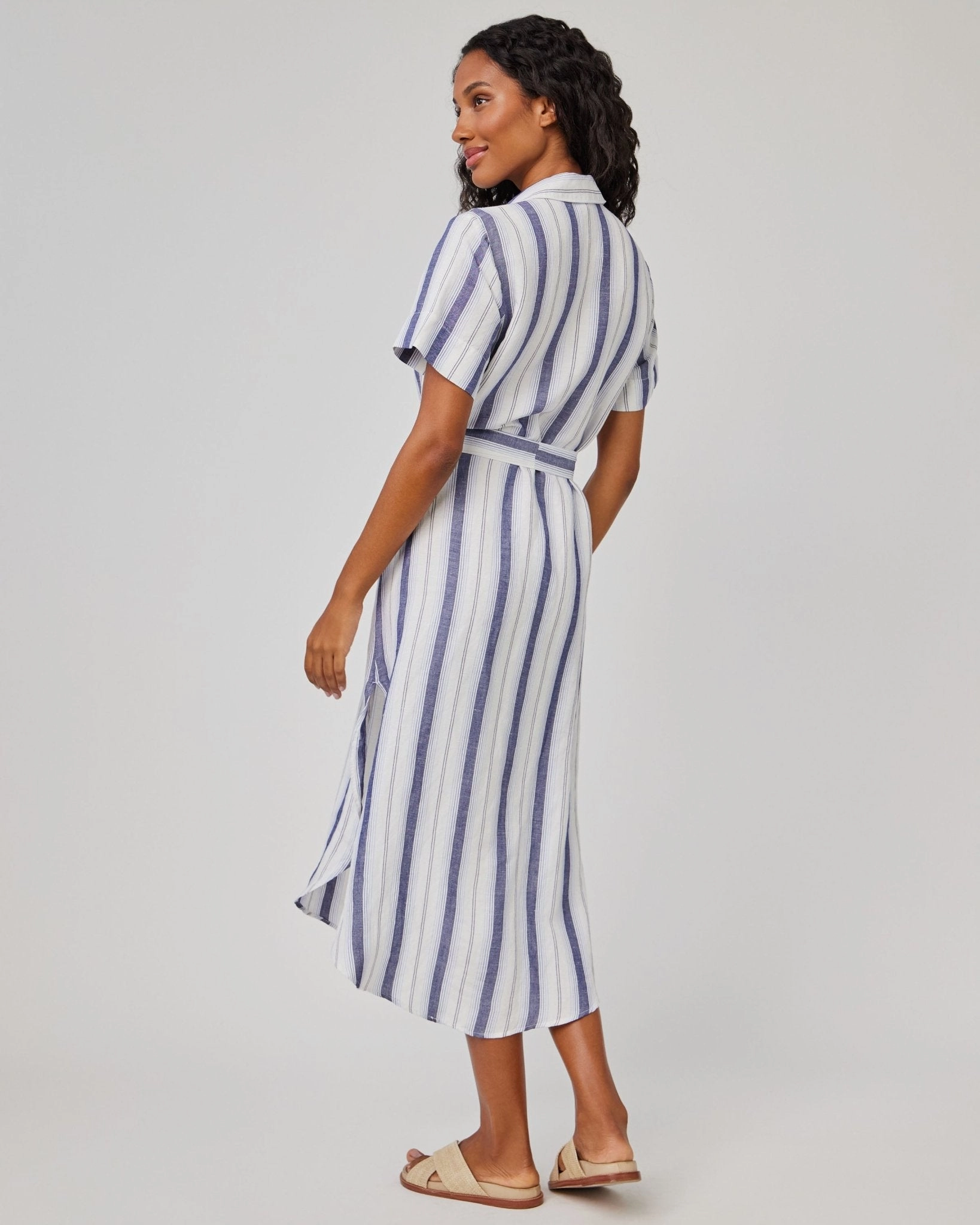 Rounded Hem Maxi Skirt Dress - Coastal Ombre Stripe