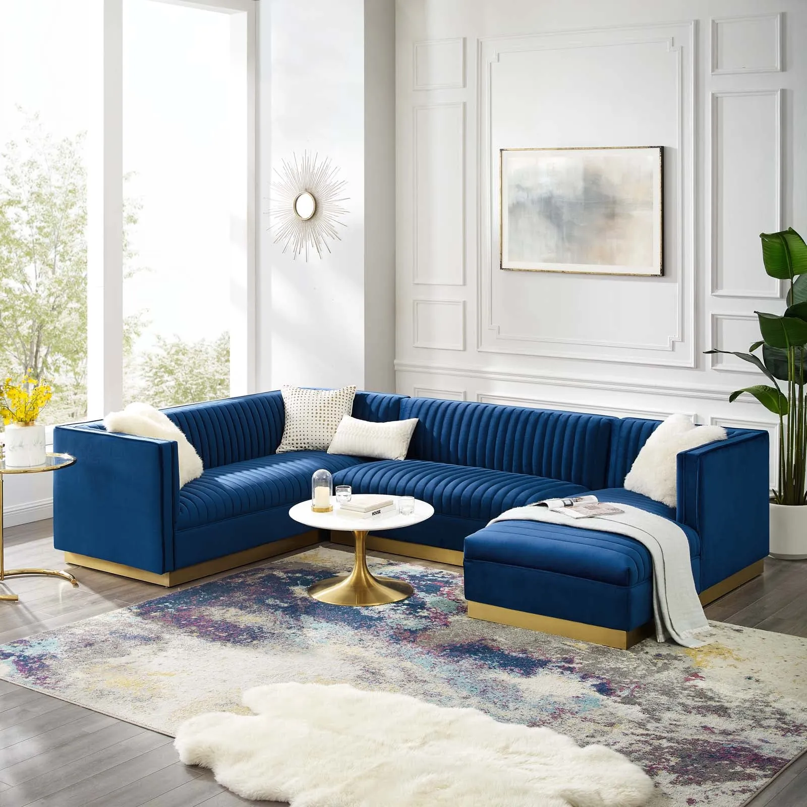 Sanguine 3 Piece Performance Velvet Sectional Sofa Set by Modway
