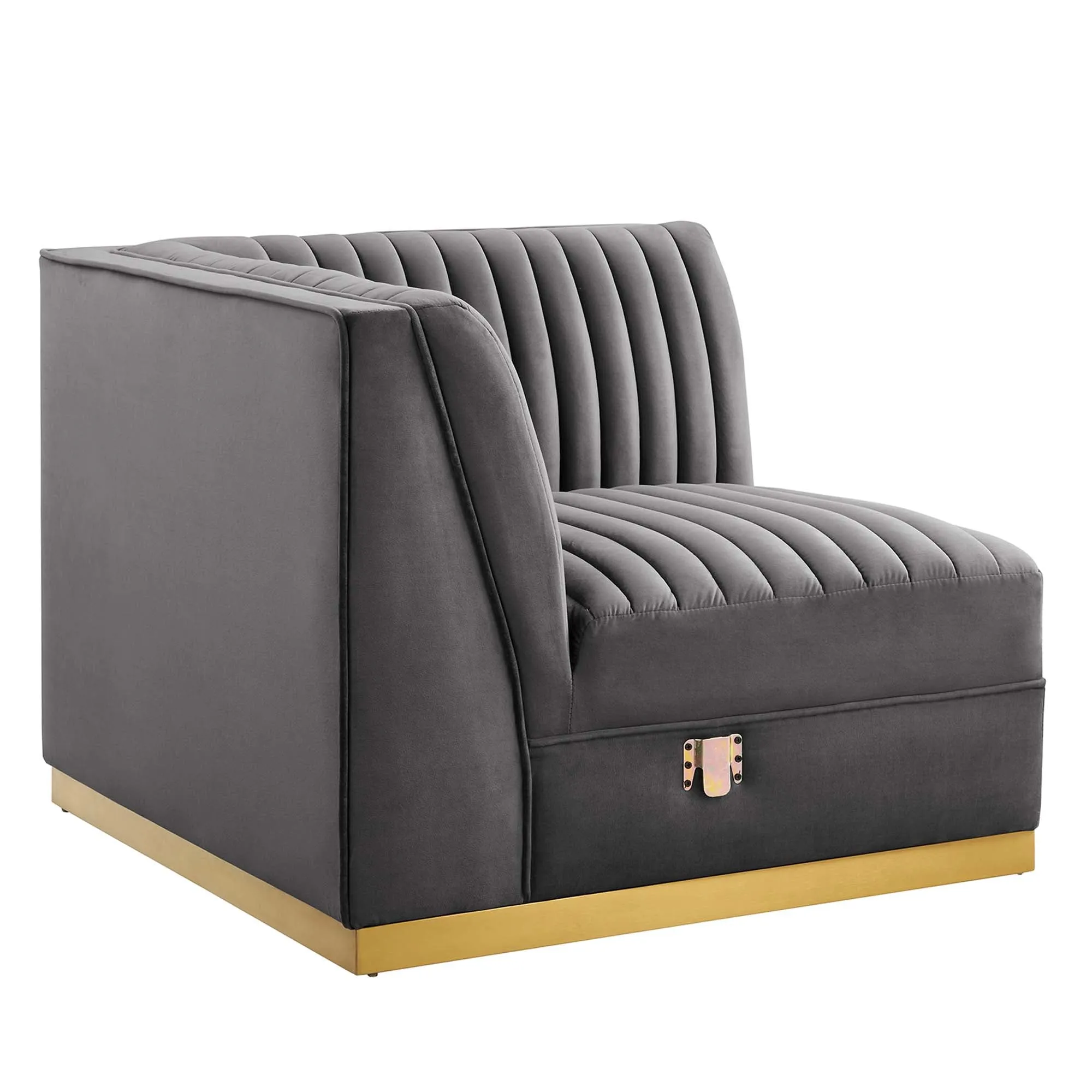 Sanguine Channel Tufted Performance Velvet Modular Sectional Sofa Left Corner Chair by Modway