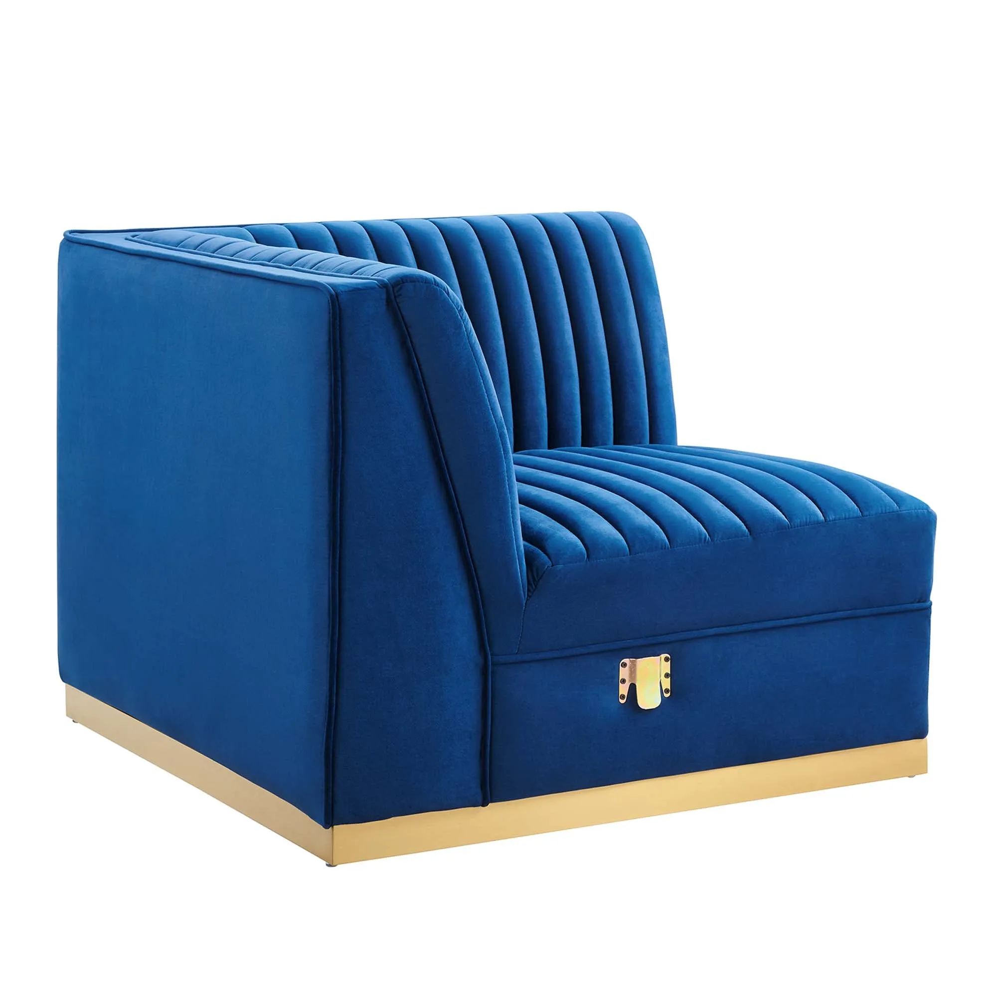 Sanguine Channel Tufted Performance Velvet Modular Sectional Sofa Left Corner Chair by Modway