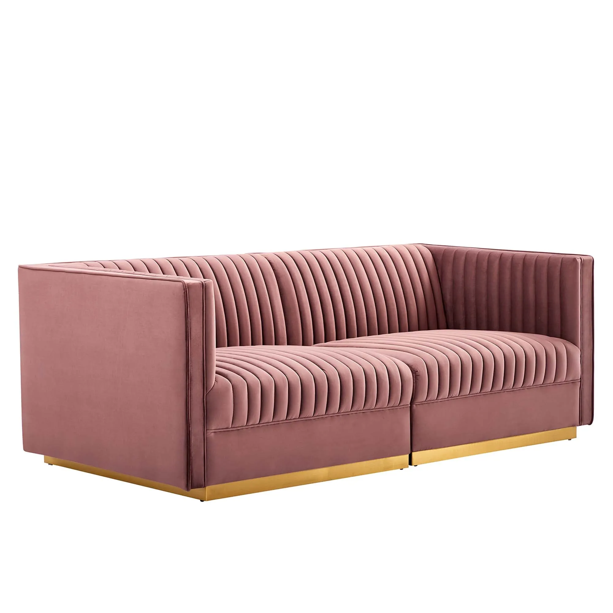 Sanguine Channel Tufted Performance Velvet 	Modular Sectional Sofa Loveseat by Modway