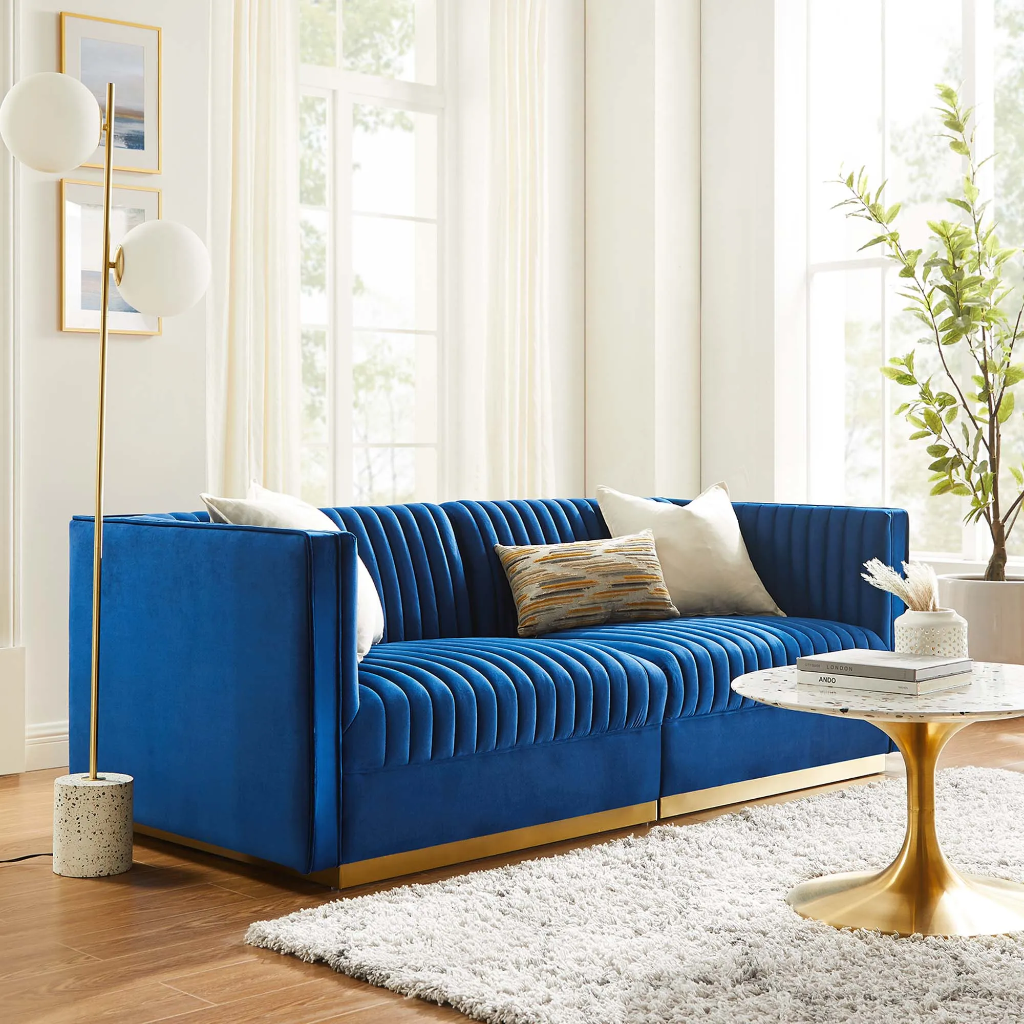Sanguine Channel Tufted Performance Velvet 	Modular Sectional Sofa Loveseat by Modway