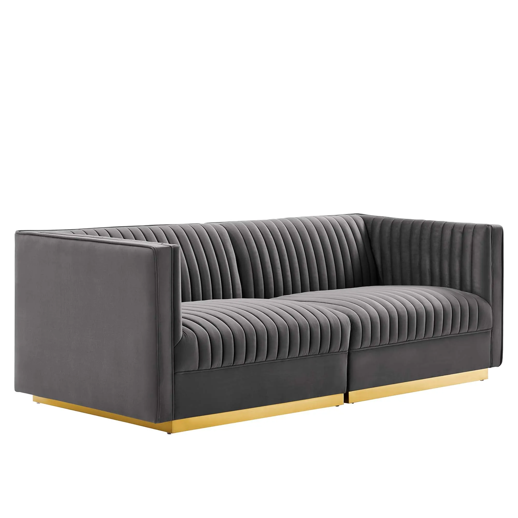 Sanguine Channel Tufted Performance Velvet 	Modular Sectional Sofa Loveseat by Modway