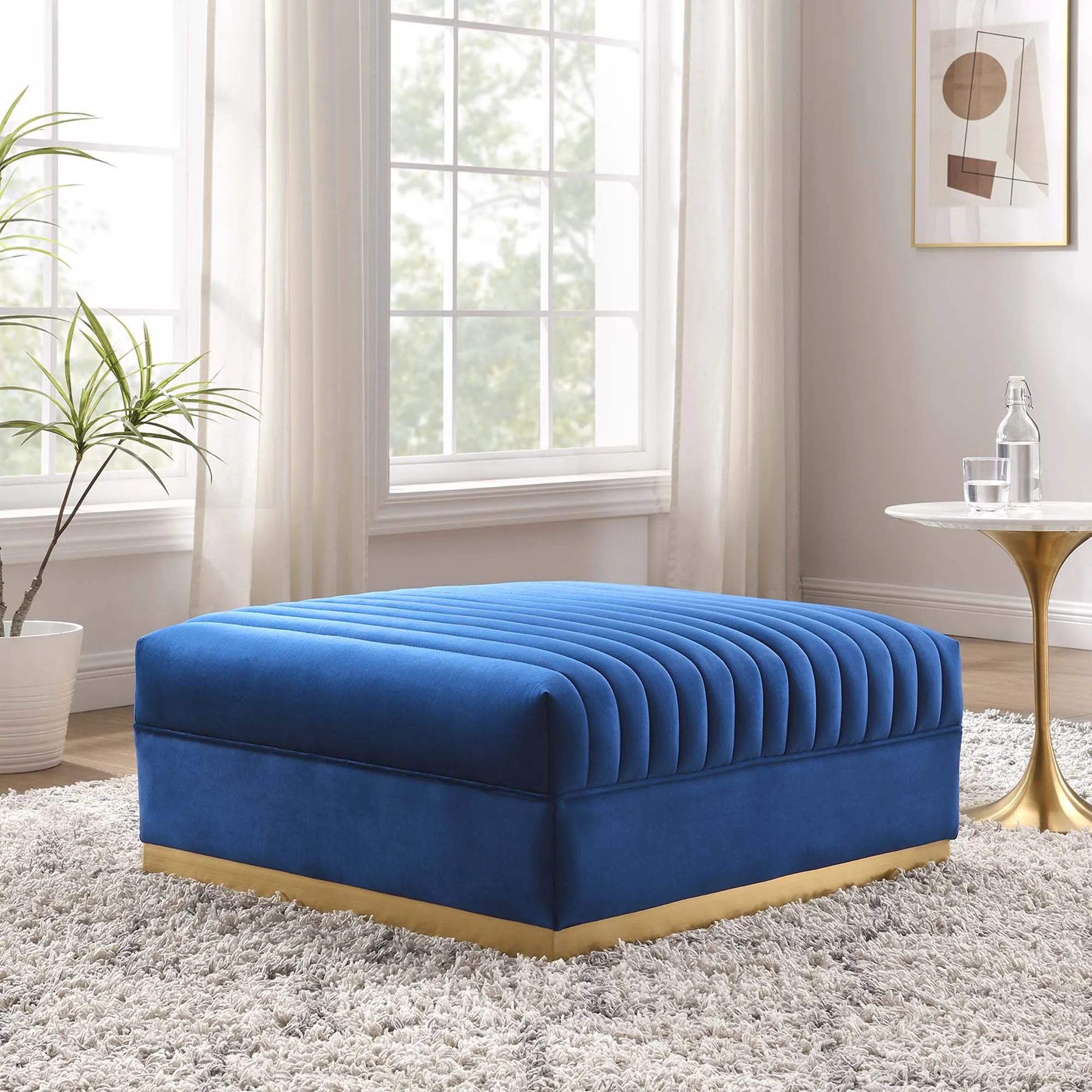 Sanguine Channel Tufted Performance Velvet Modular Sectional Sofa Ottoman by Modway