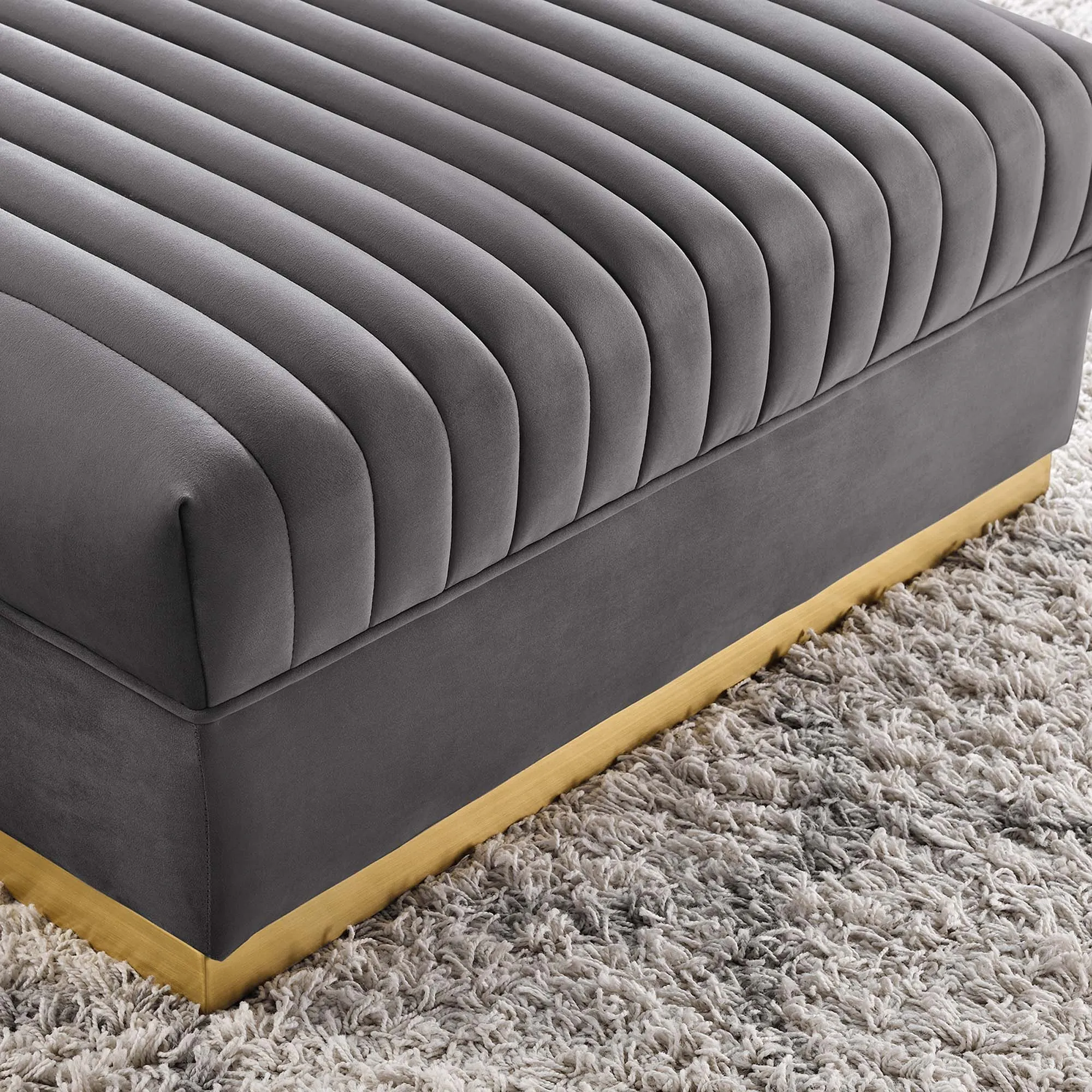 Sanguine Channel Tufted Performance Velvet Modular Sectional Sofa Ottoman by Modway