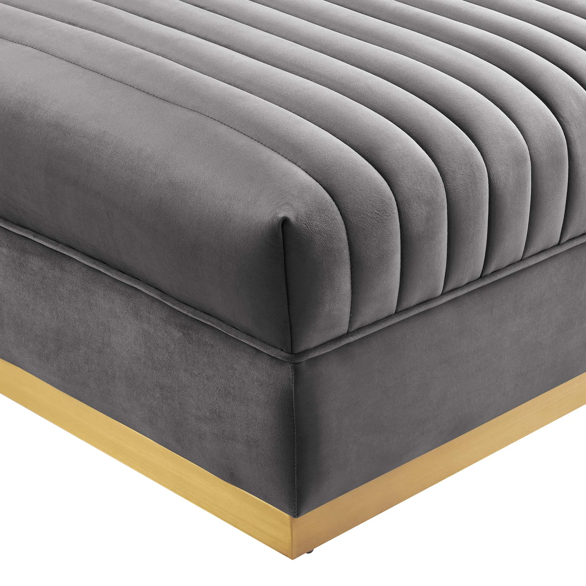Sanguine Channel Tufted Performance Velvet Modular Sectional Sofa Ottoman by Modway