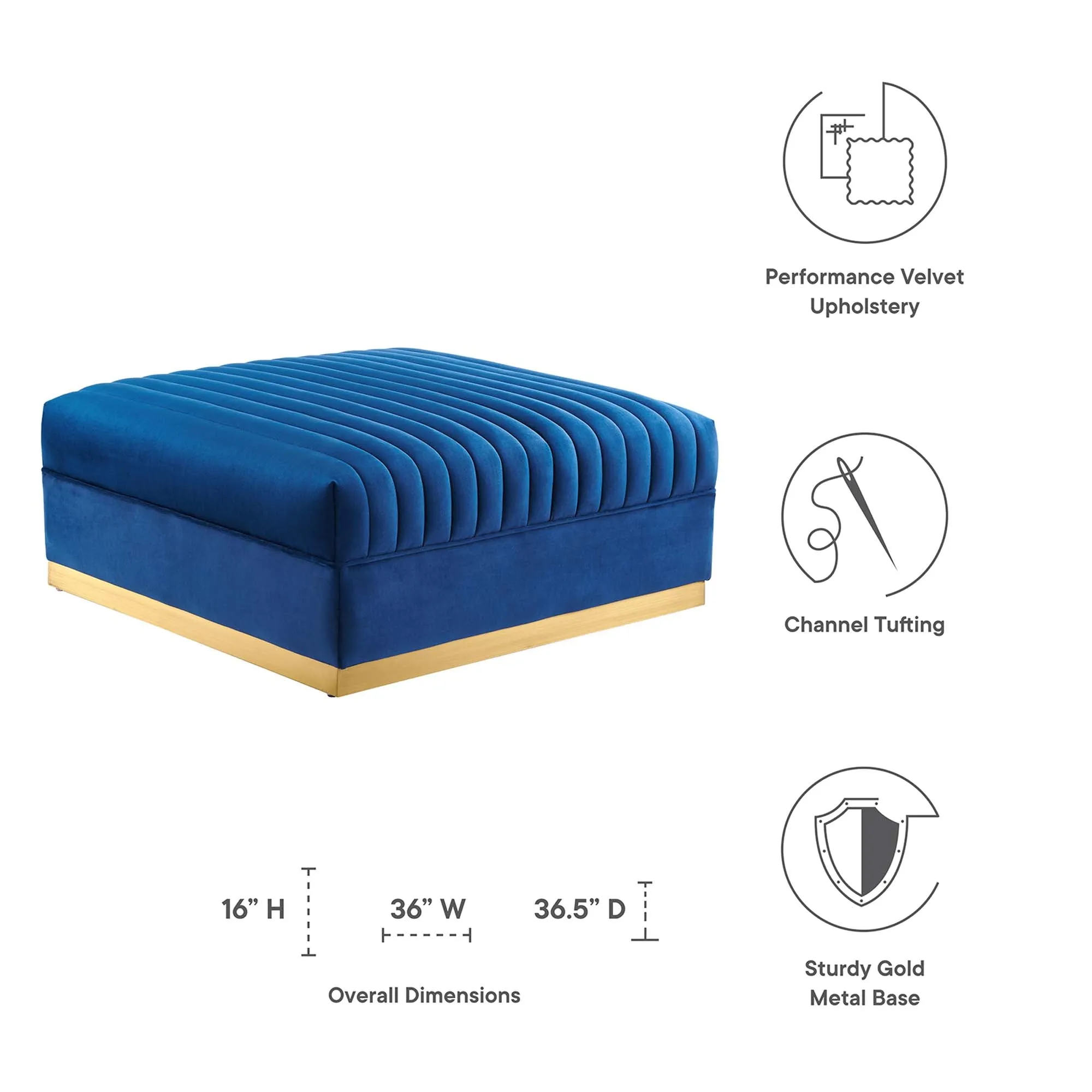 Sanguine Channel Tufted Performance Velvet Modular Sectional Sofa Ottoman by Modway
