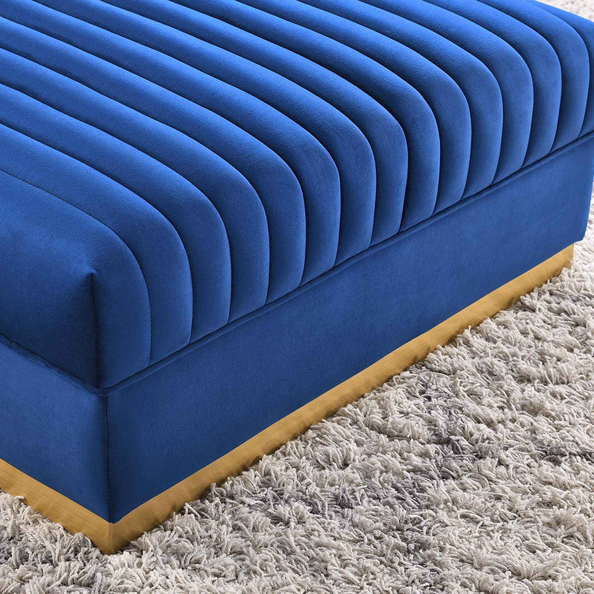 Sanguine Channel Tufted Performance Velvet Modular Sectional Sofa Ottoman by Modway