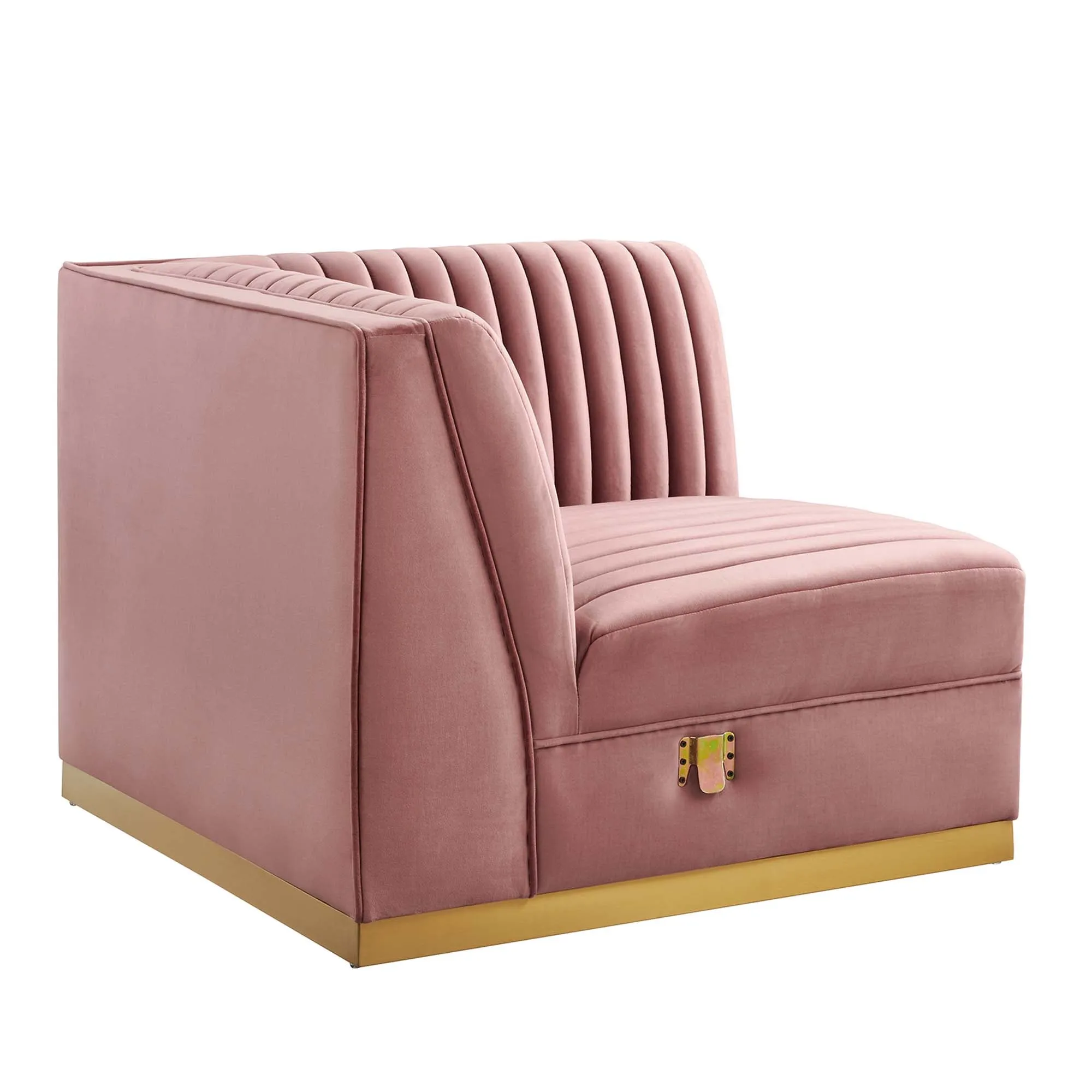 Sanguine Channel Tufted Performance Velvet Modular Sectional Sofa Right Corner Chair by Modway