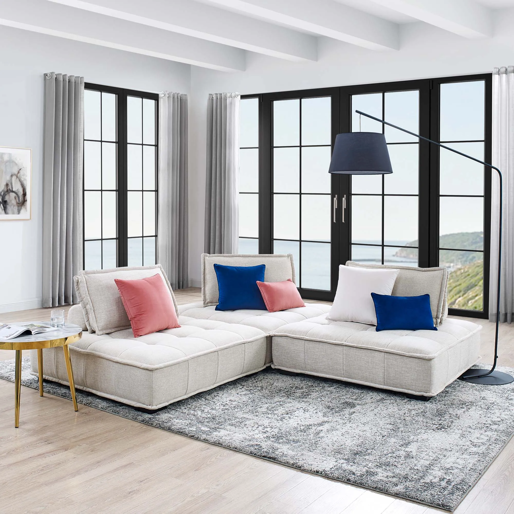 Saunter 3-Piece Tufted Fabric Fabric Sofa by Modway