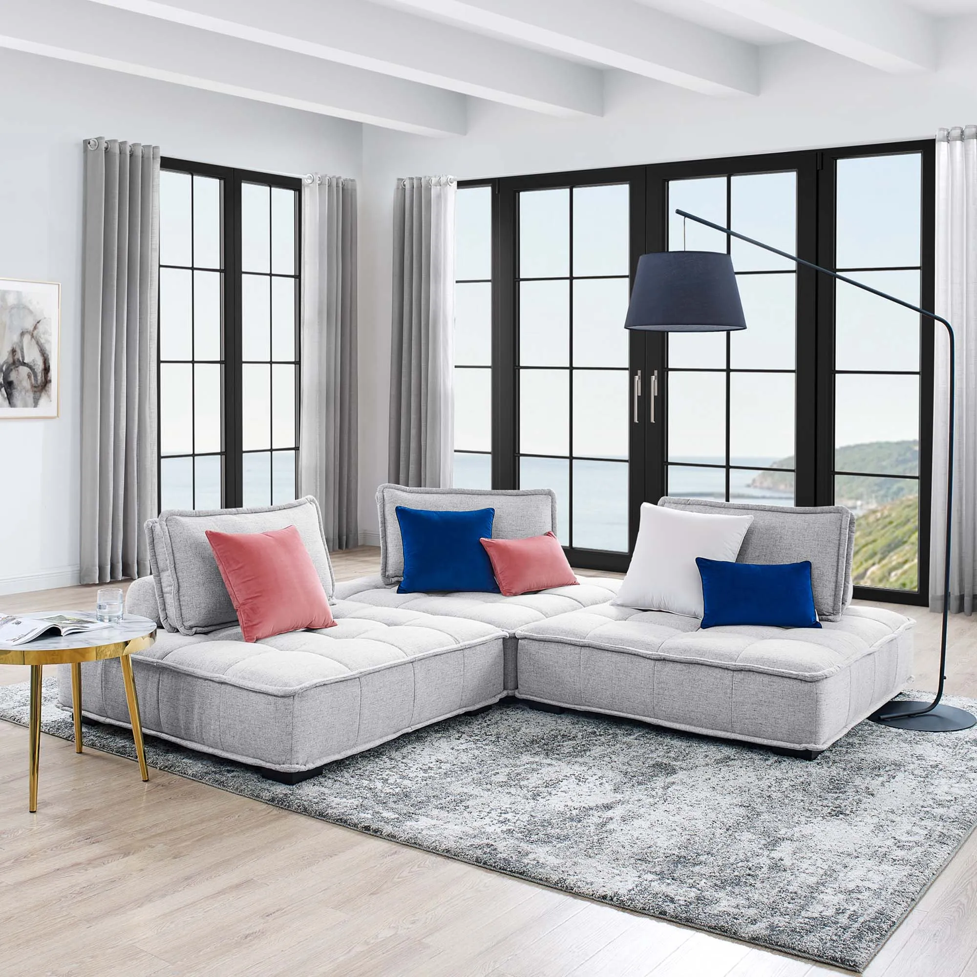Saunter 3-Piece Tufted Fabric Fabric Sofa by Modway