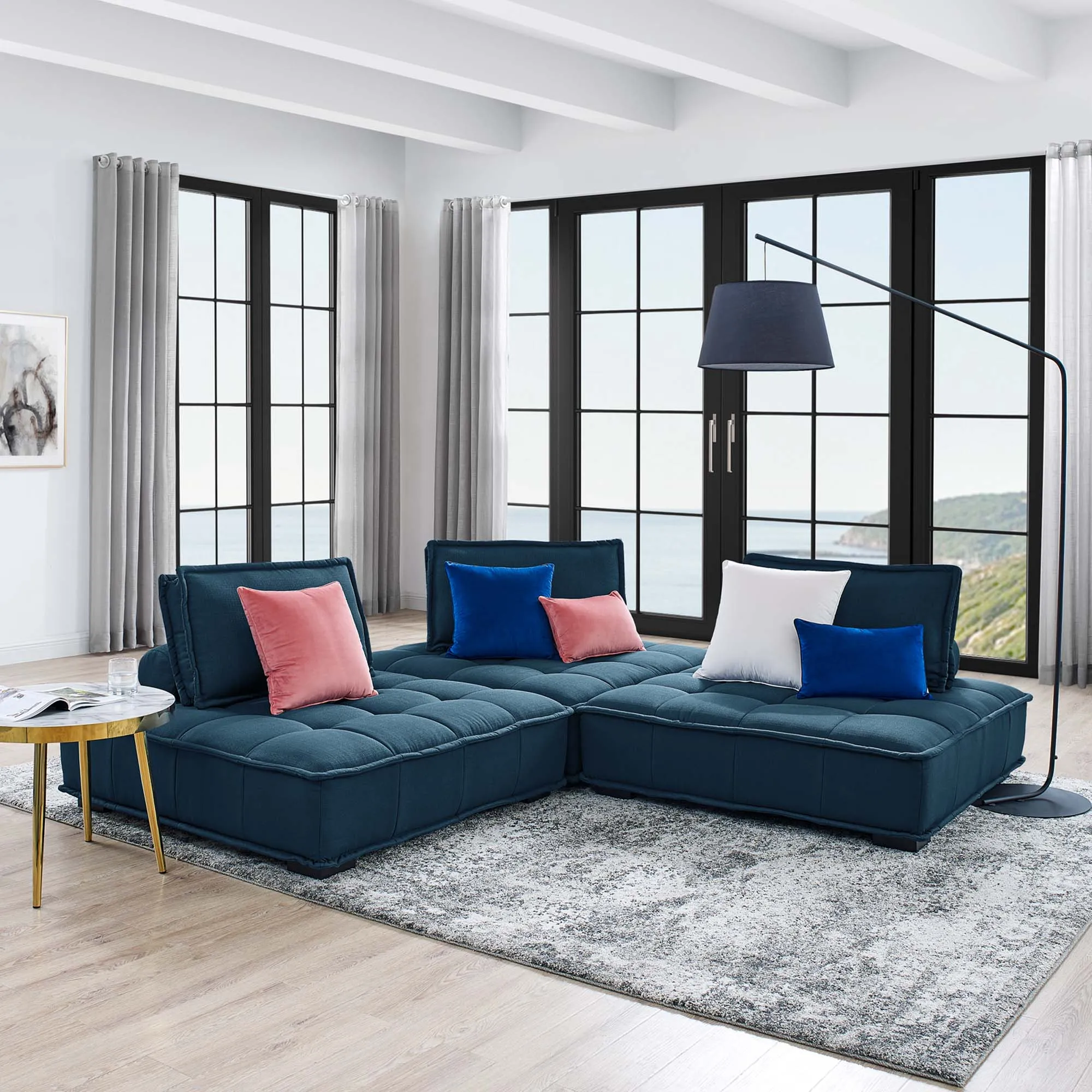 Saunter 3-Piece Tufted Fabric Fabric Sofa by Modway