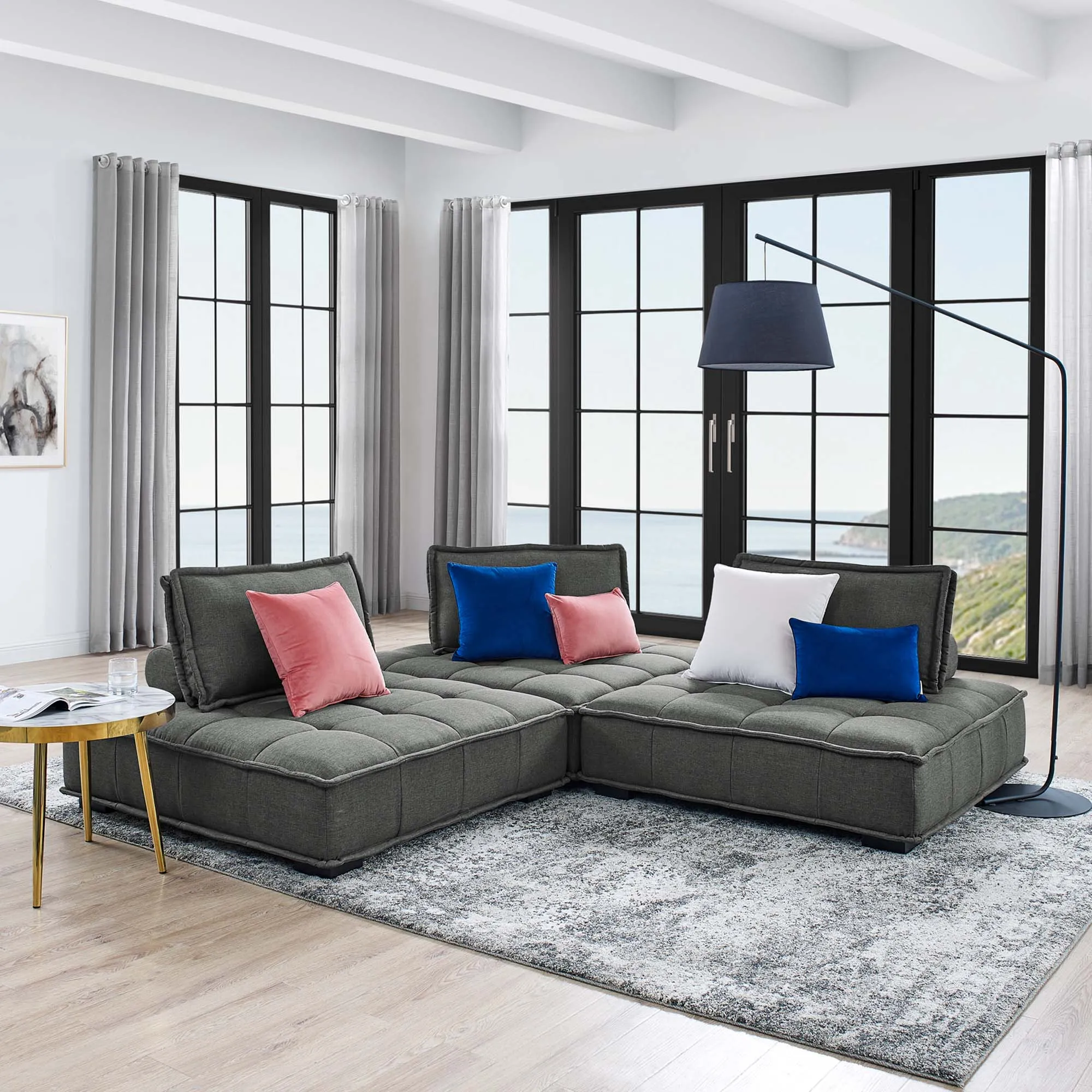 Saunter 3-Piece Tufted Fabric Fabric Sofa by Modway