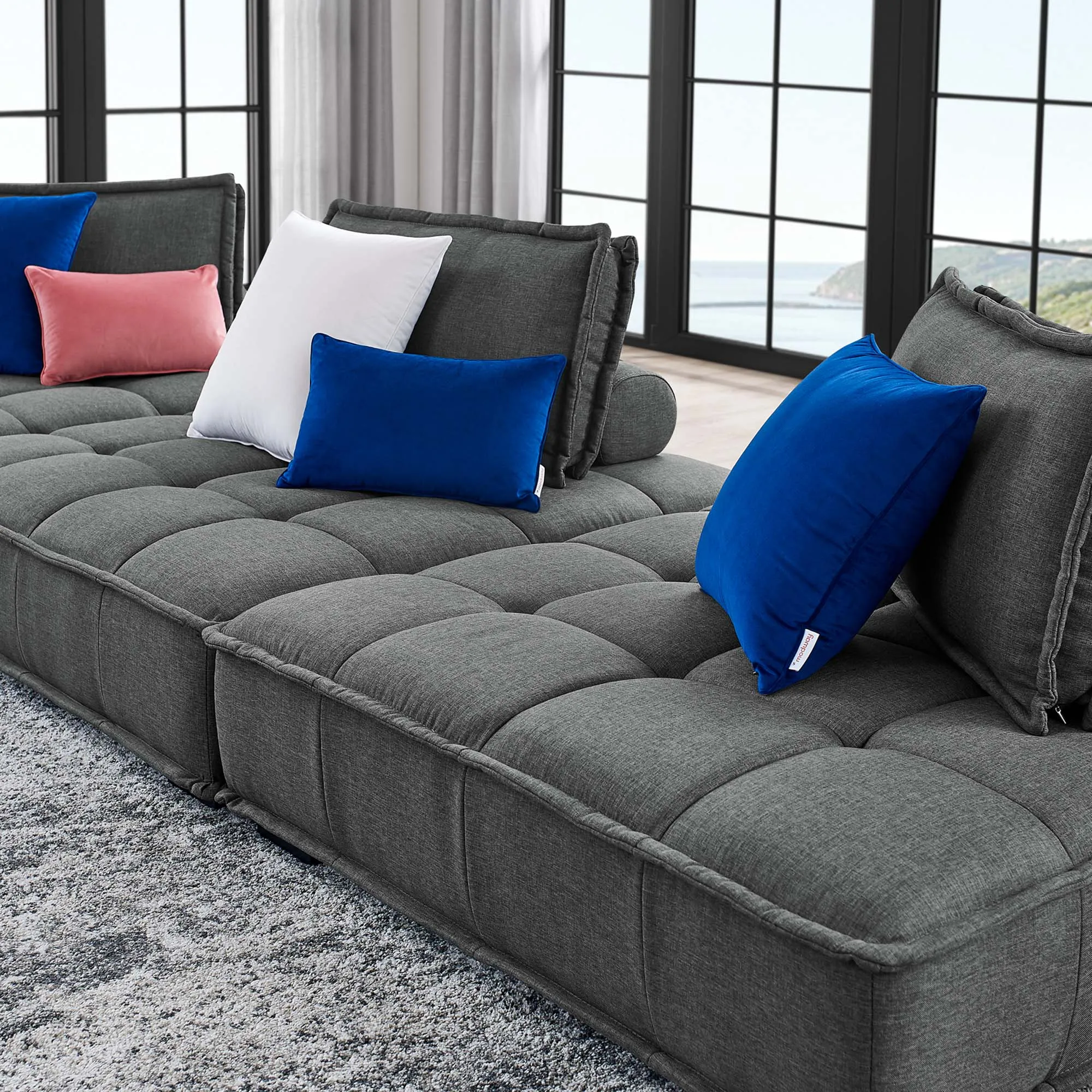 Saunter 3-Piece Tufted Fabric Fabric Sofa by Modway