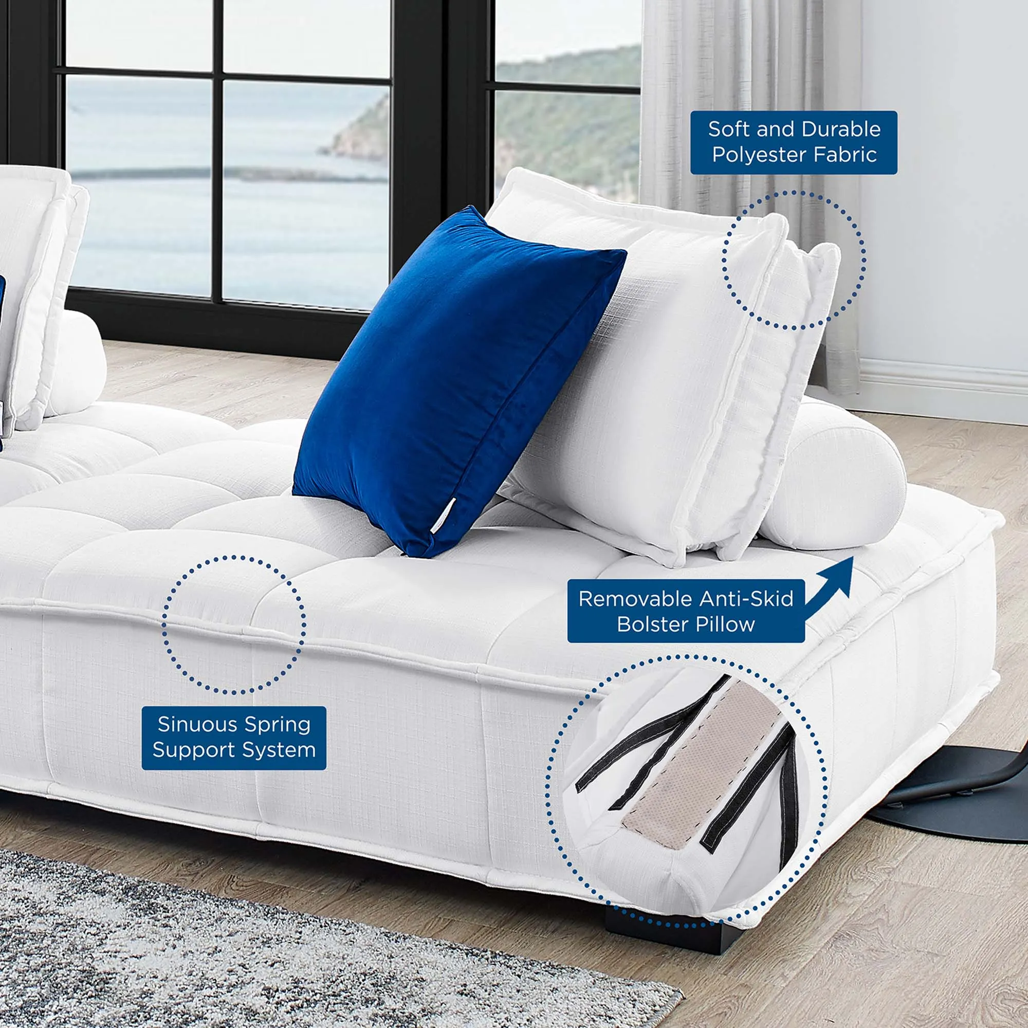 Saunter 5-Piece Tufted Fabric Fabric Sectional Sofa by Modway