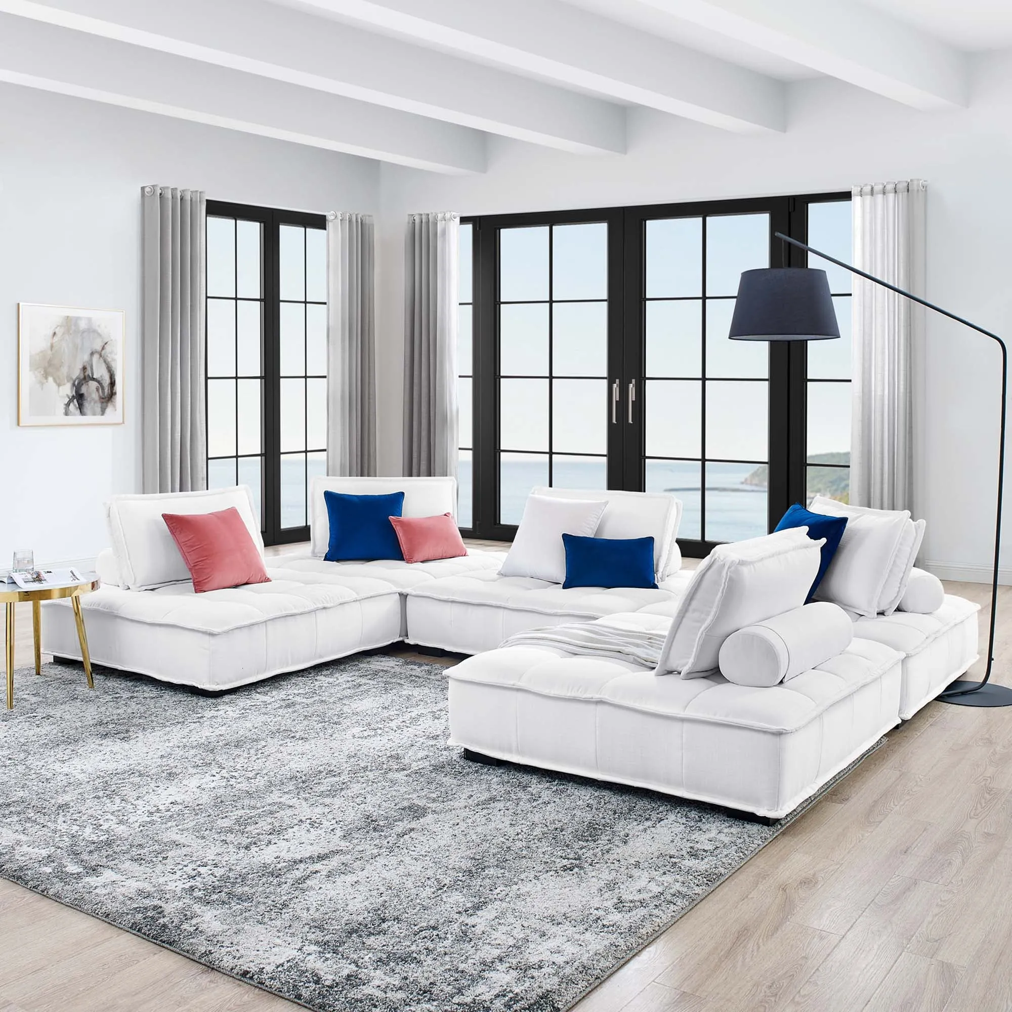 Saunter 5-Piece Tufted Fabric Fabric Sectional Sofa by Modway