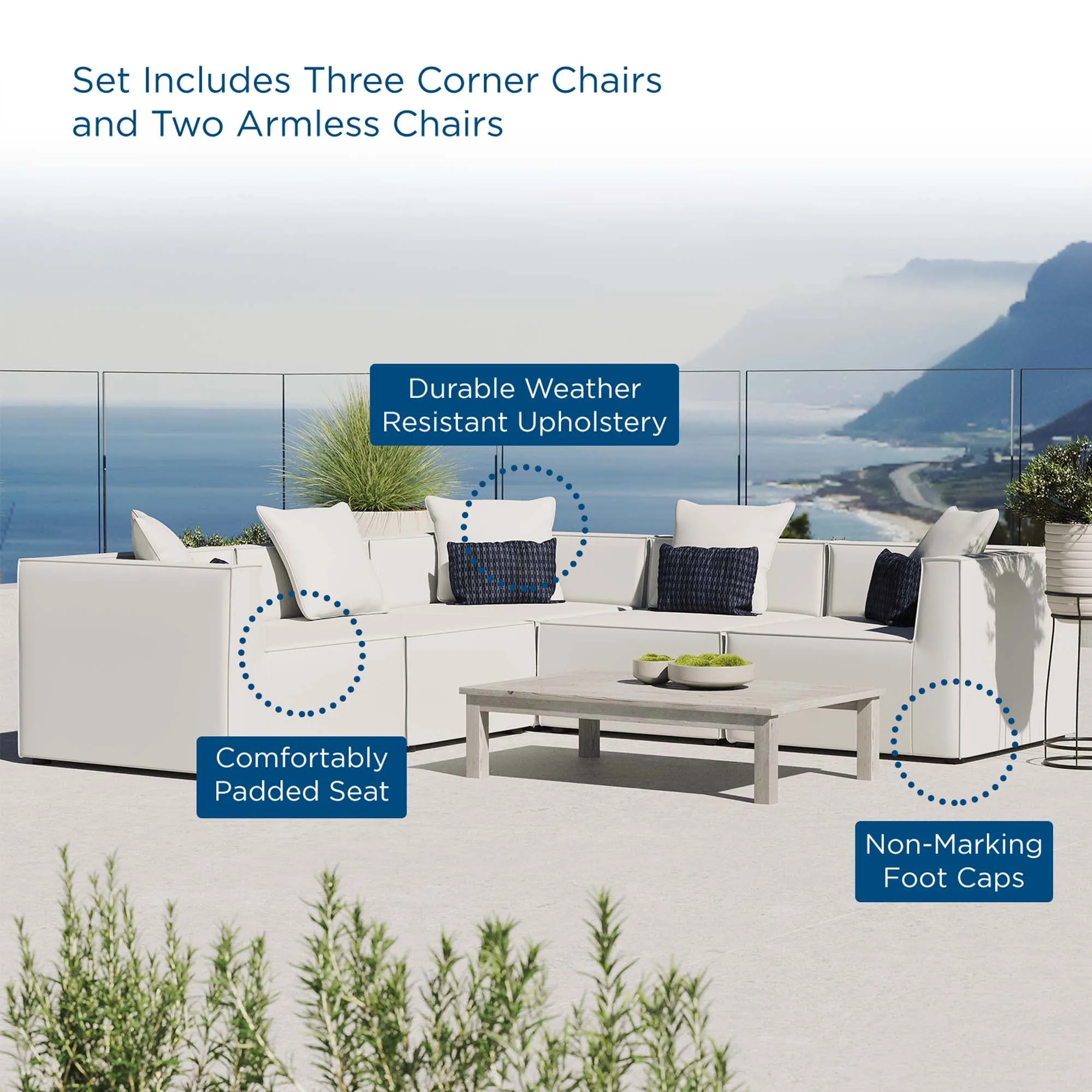 Saybrook Outdoor Patio Upholstered 5-Piece Sectional Sofa by Modway