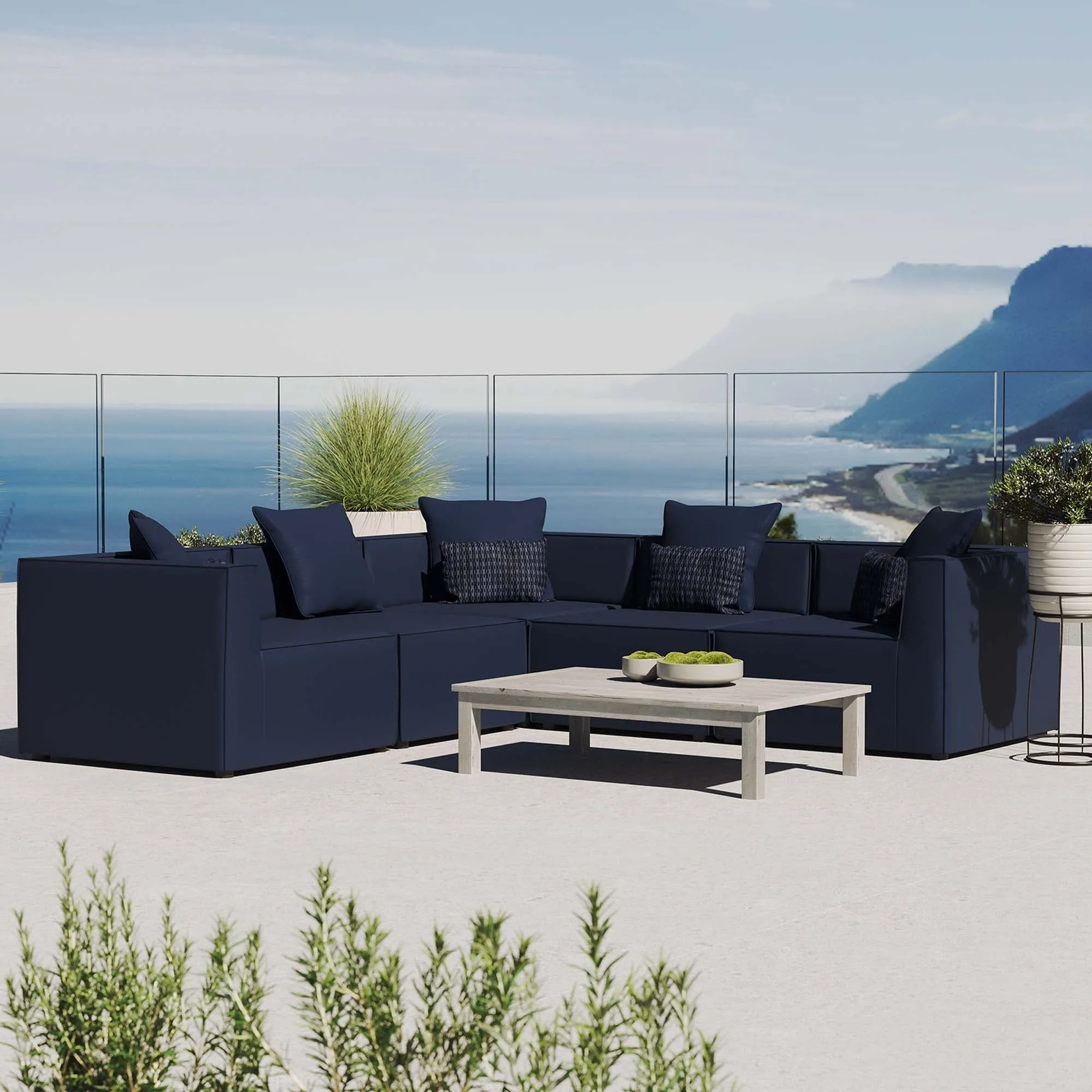 Saybrook Outdoor Patio Upholstered 5-Piece Sectional Sofa by Modway
