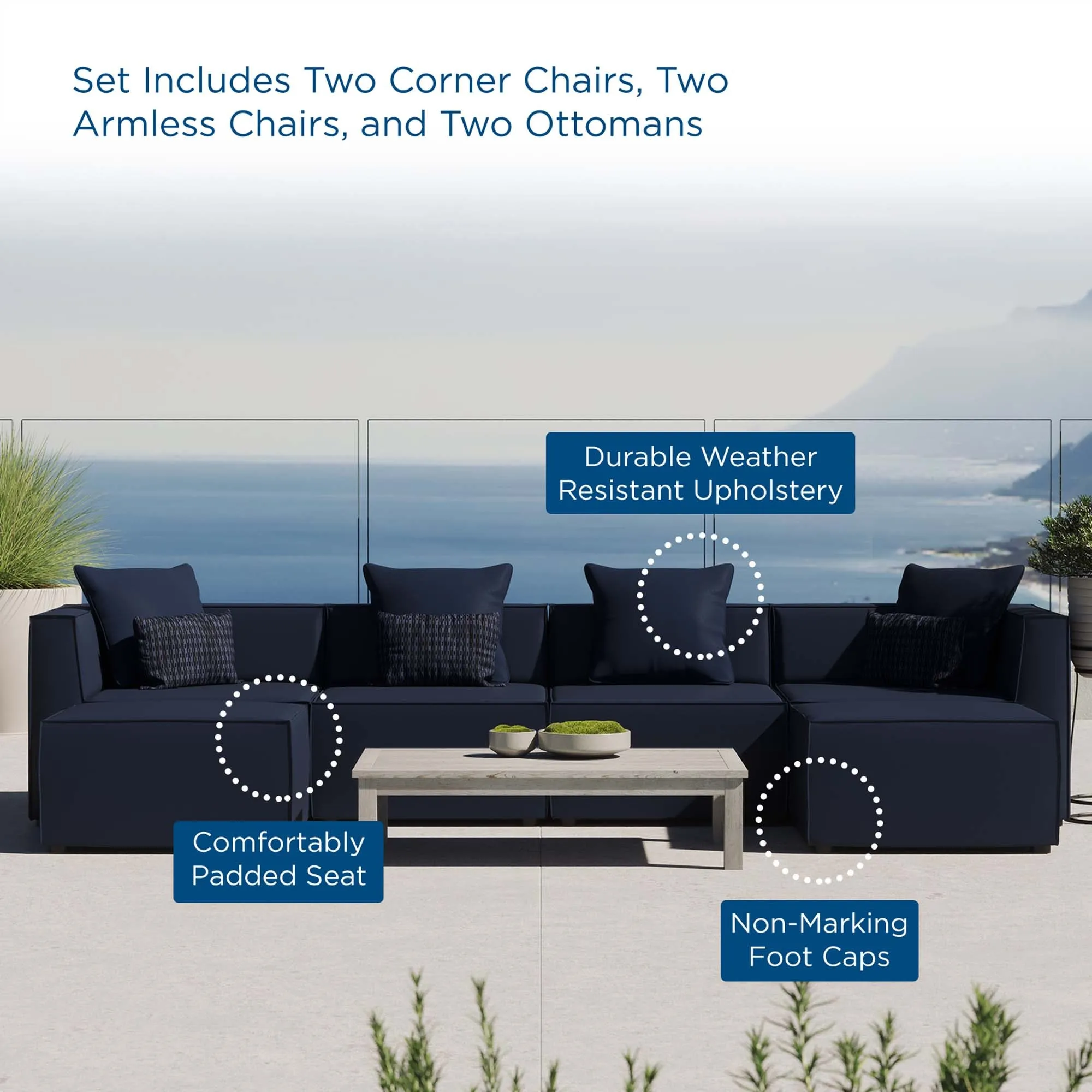 Saybrook Outdoor Patio Upholstered 6-Piece Sectional Sofa by Modway