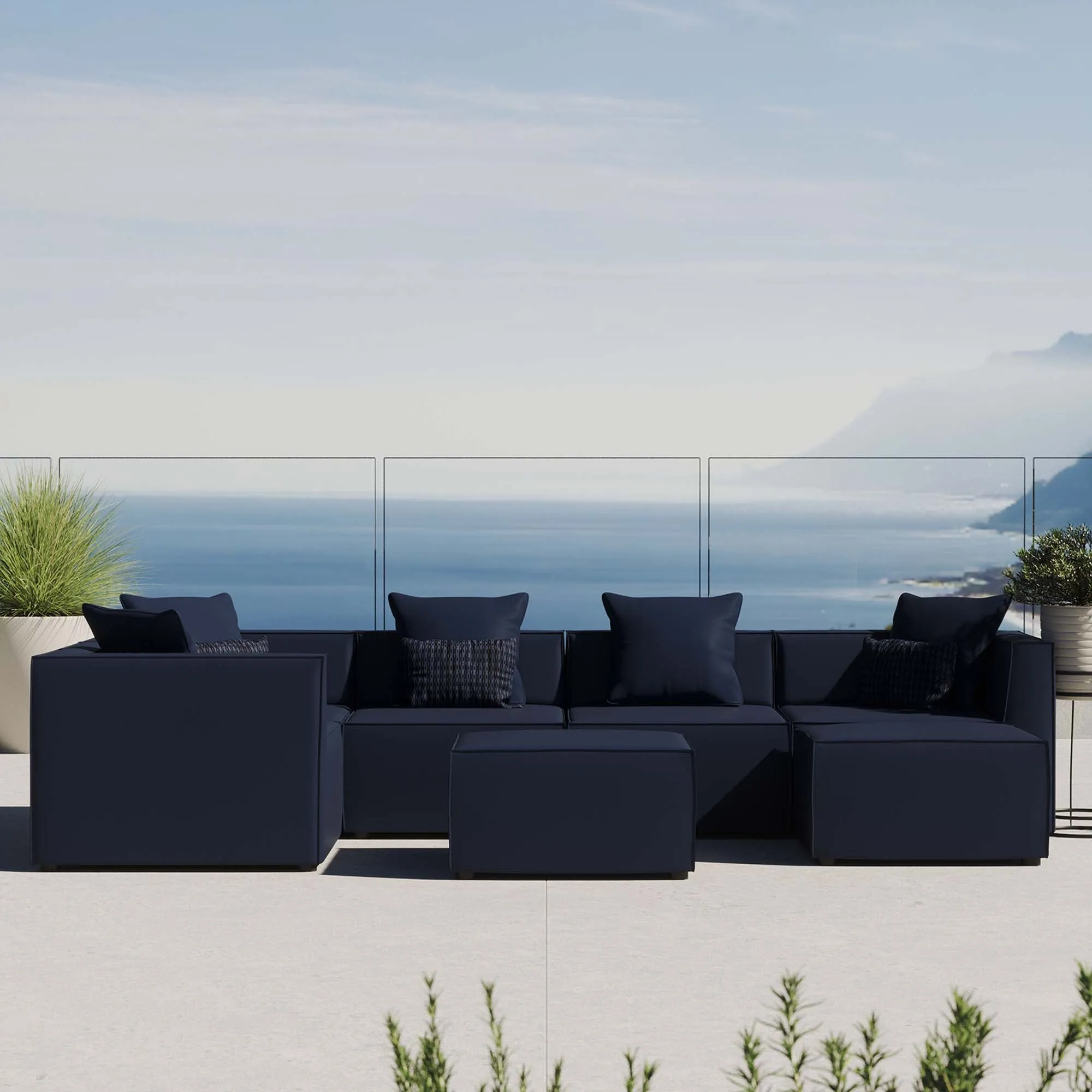 Saybrook Outdoor Patio Upholstered 7-Piece Sectional Sofa by Modway