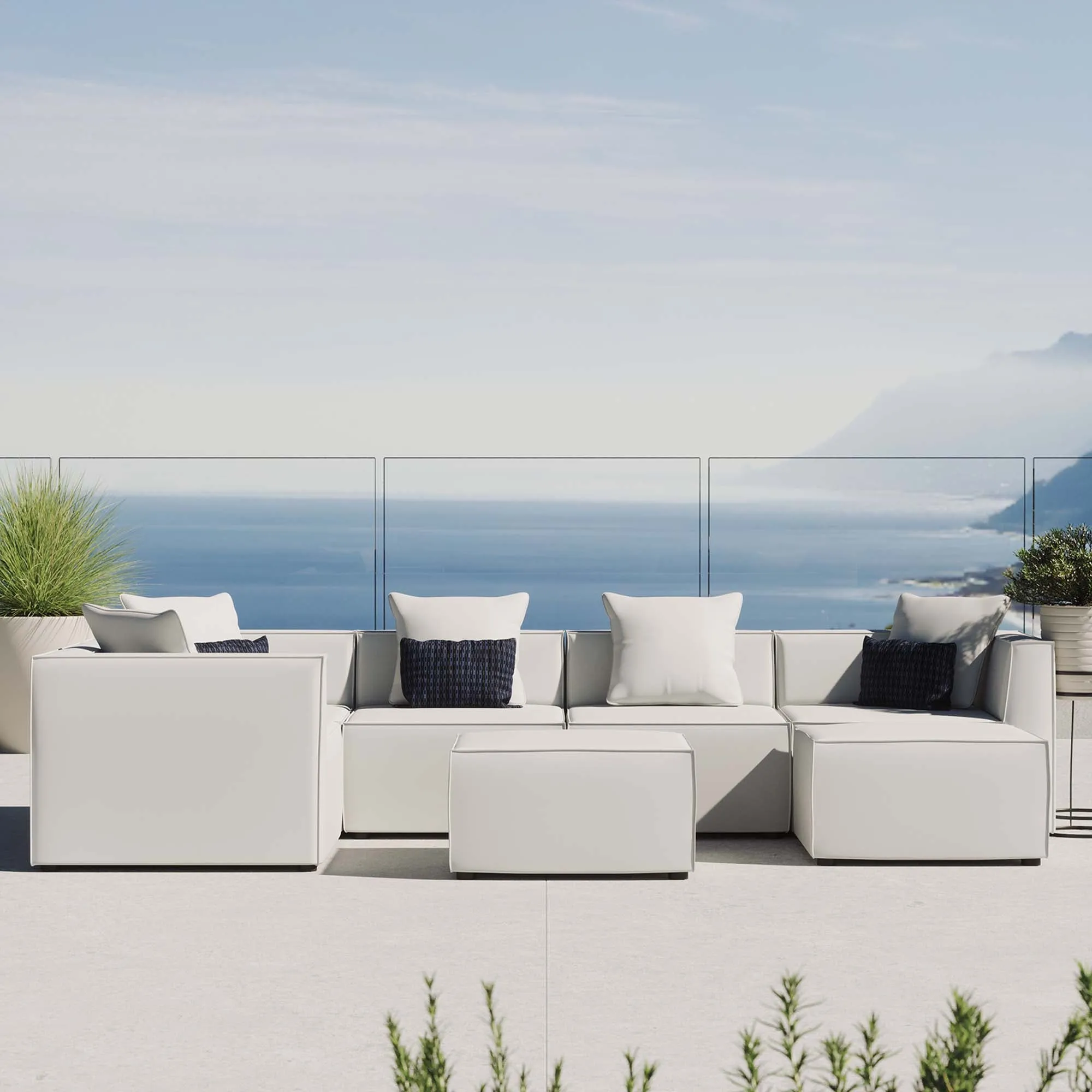 Saybrook Outdoor Patio Upholstered 7-Piece Sectional Sofa by Modway