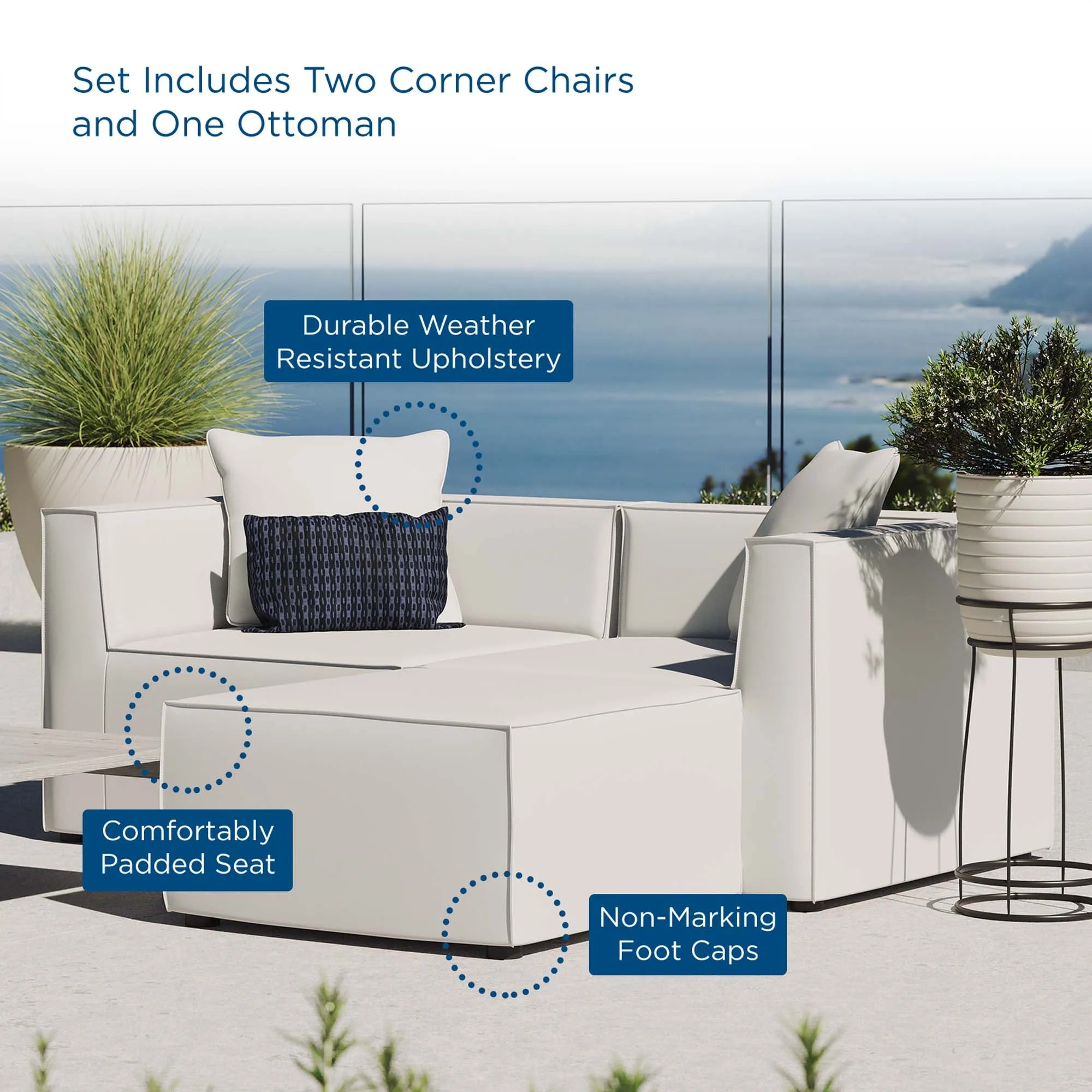 Saybrook Outdoor Patio Upholstered Loveseat and Ottoman Set by Modway