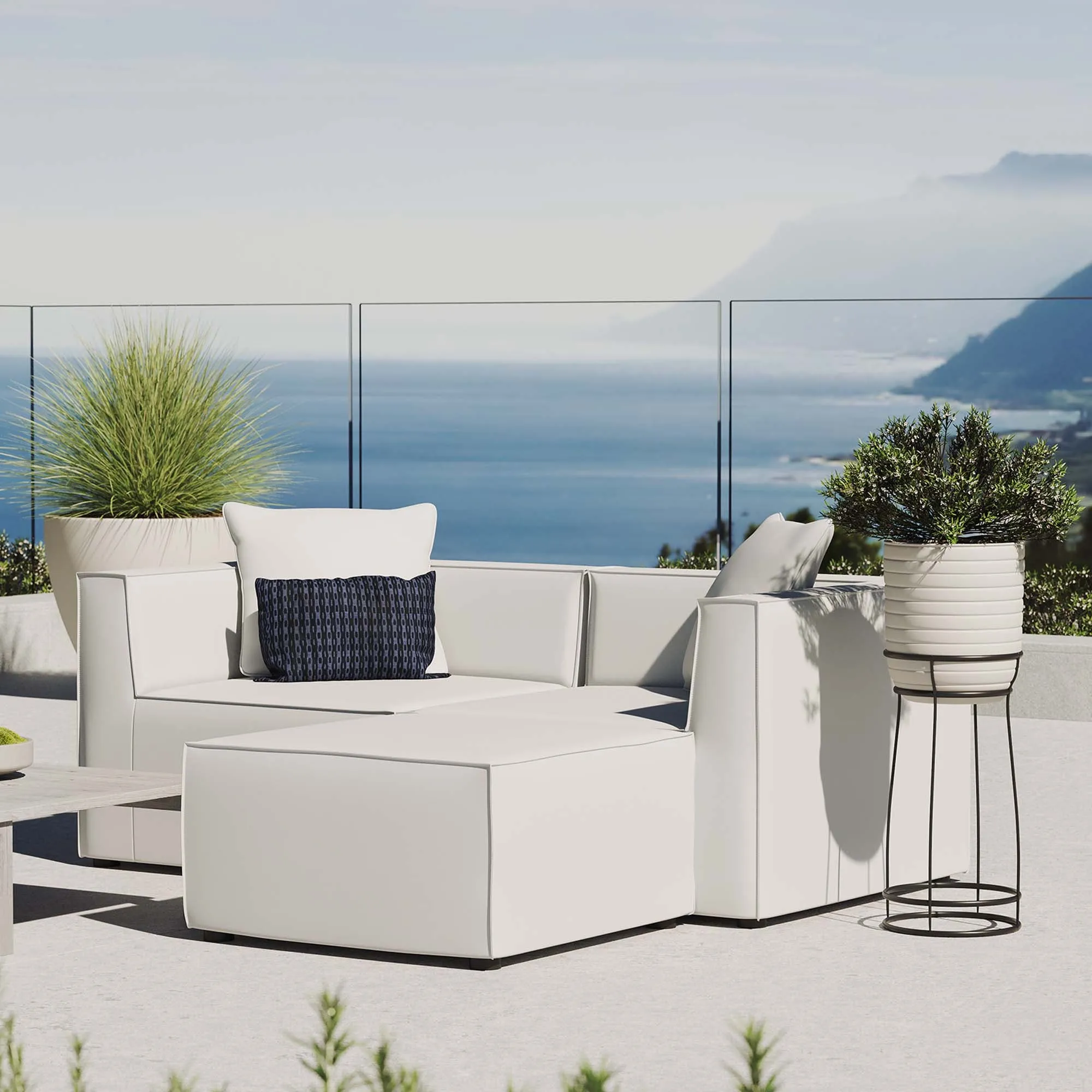 Saybrook Outdoor Patio Upholstered Loveseat and Ottoman Set by Modway