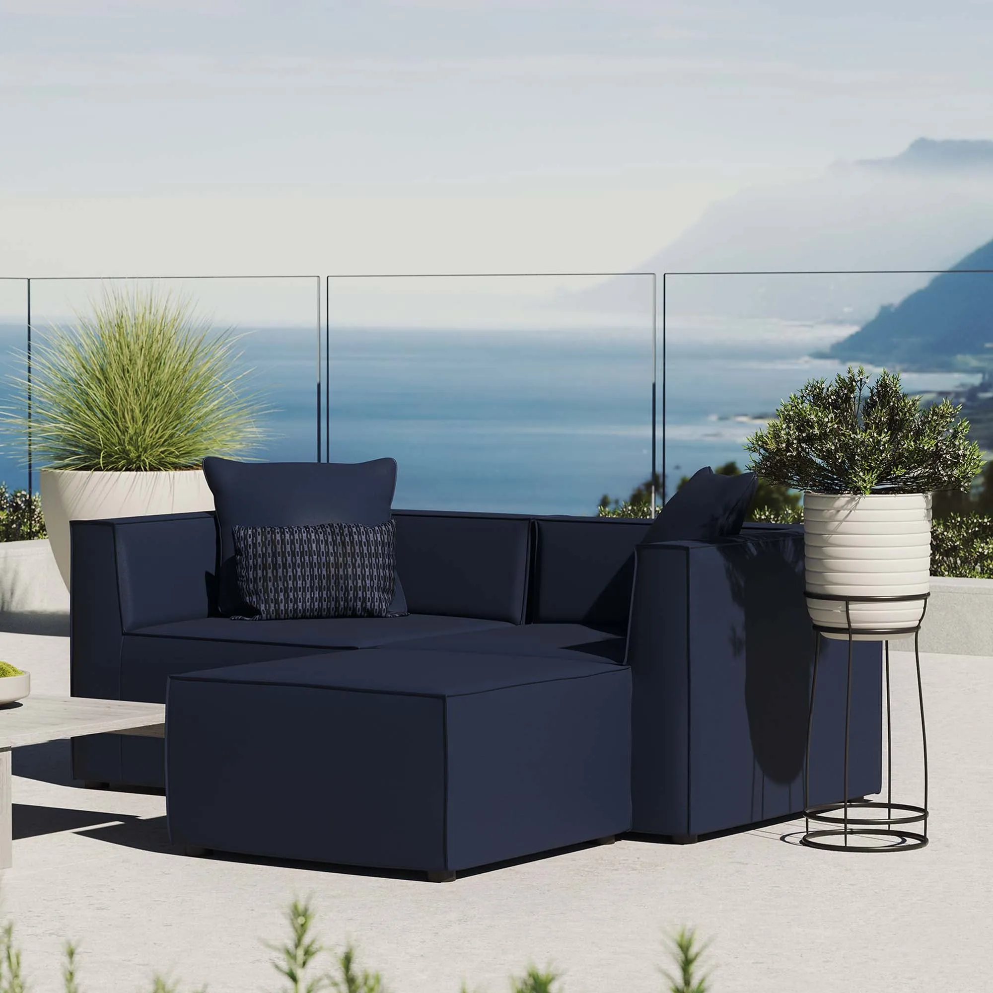 Saybrook Outdoor Patio Upholstered Loveseat and Ottoman Set by Modway