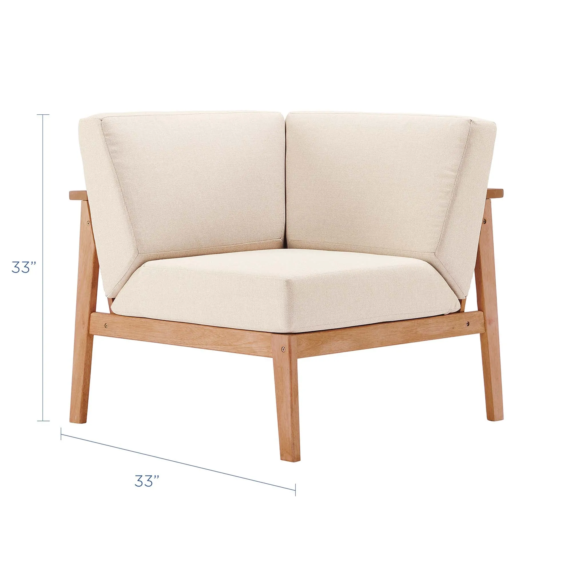 Sedona Outdoor Patio Eucalyptus Wood Sectional Sofa Corner Chair by Modway