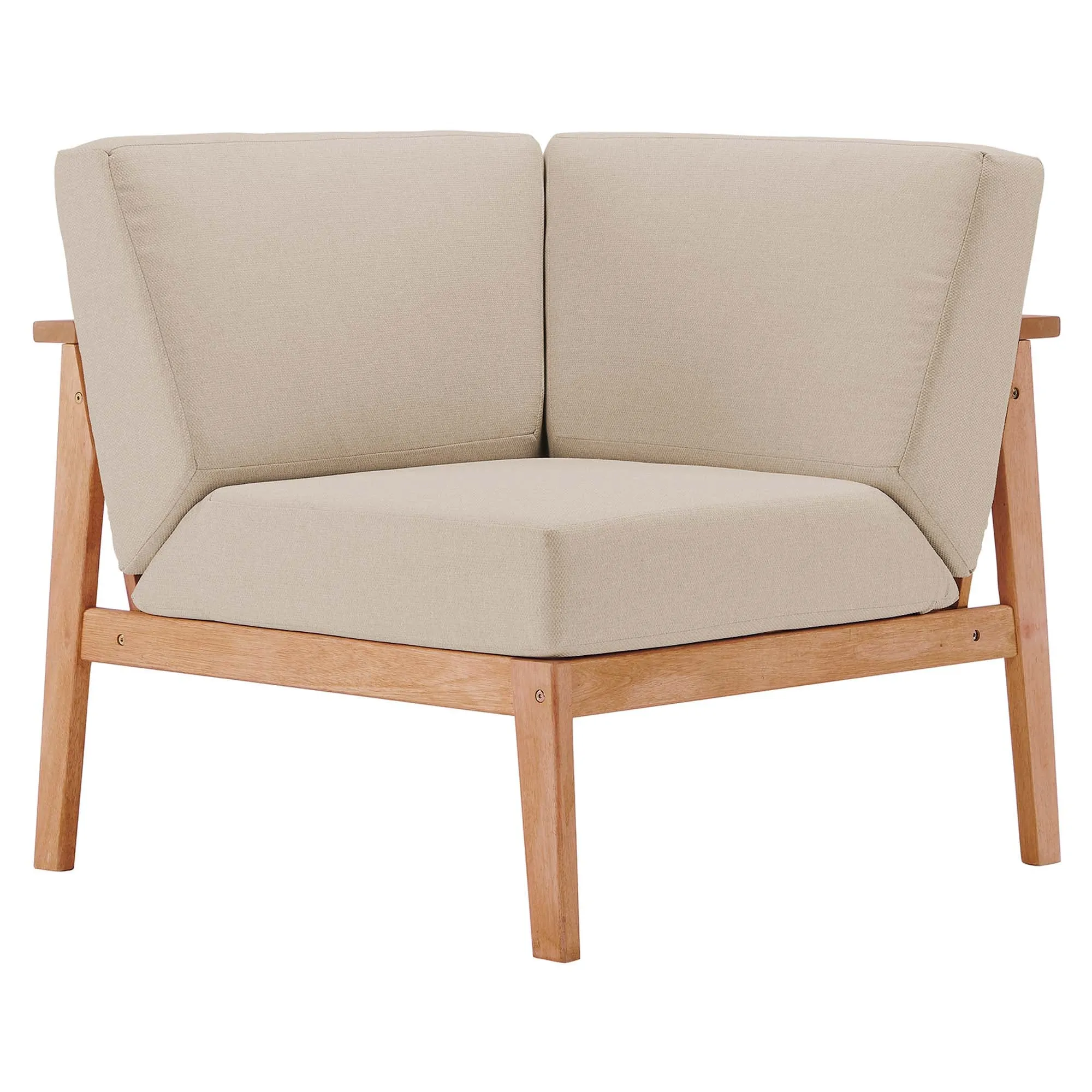 Sedona Outdoor Patio Eucalyptus Wood Sectional Sofa Corner Chair by Modway
