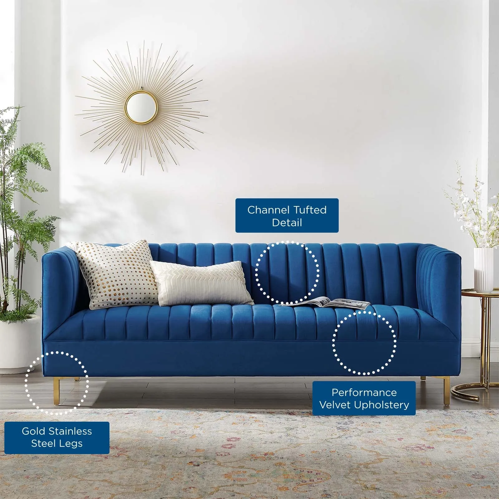 Shift Channel Tufted Performance Velvet Sofa by Modway
