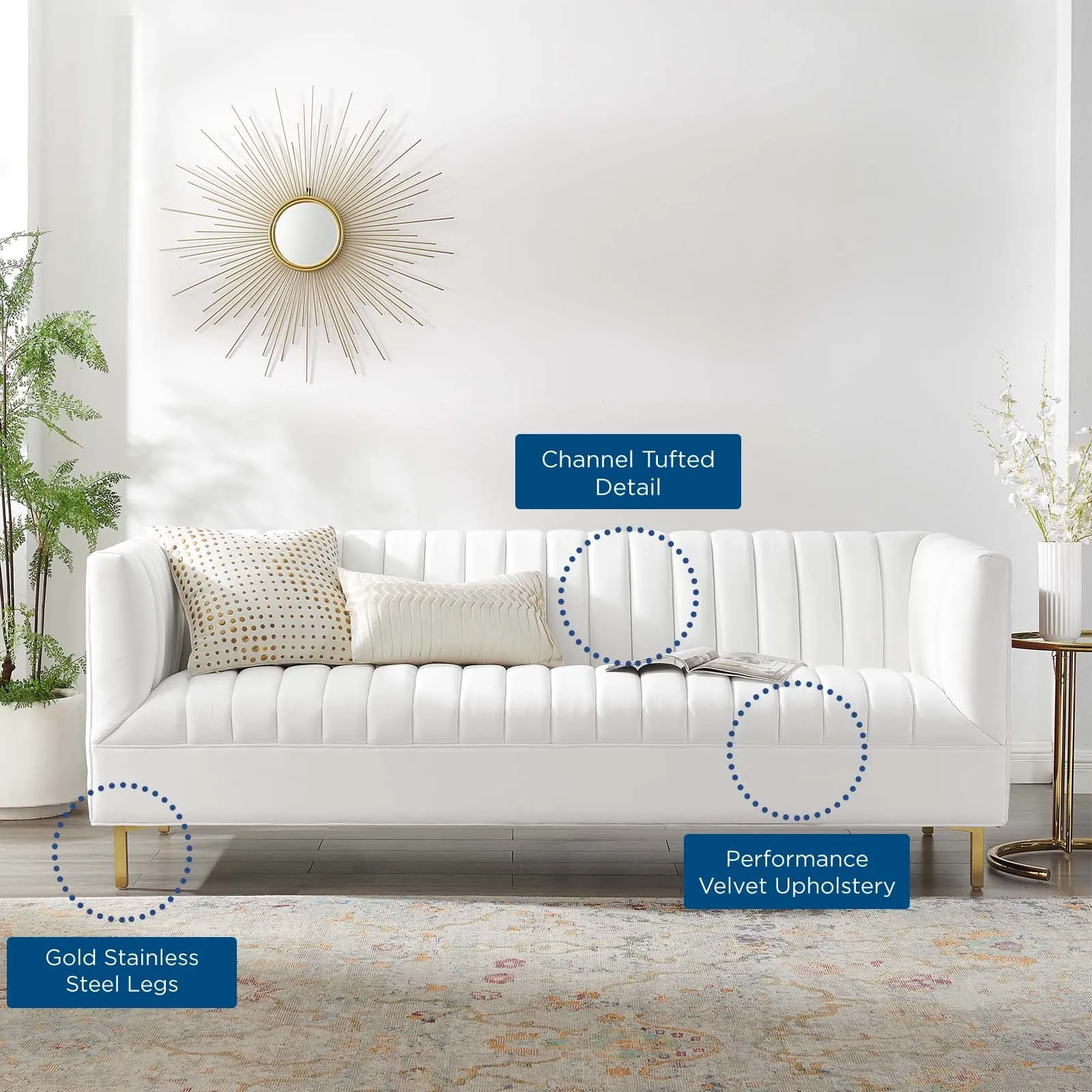 Shift Channel Tufted Performance Velvet Sofa by Modway