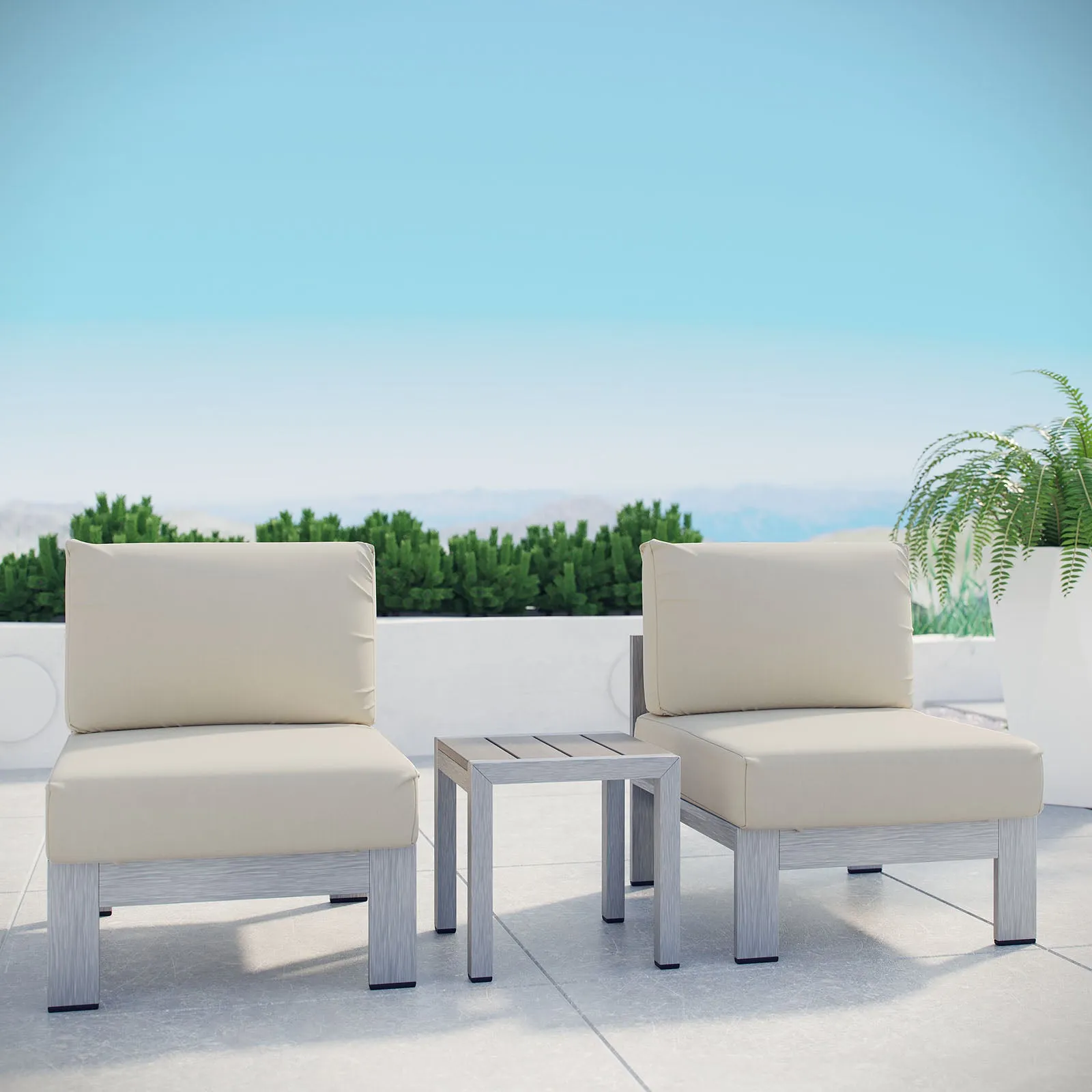 Shore 3 Piece Outdoor Patio Aluminum Sectional Sofa Set by Modway