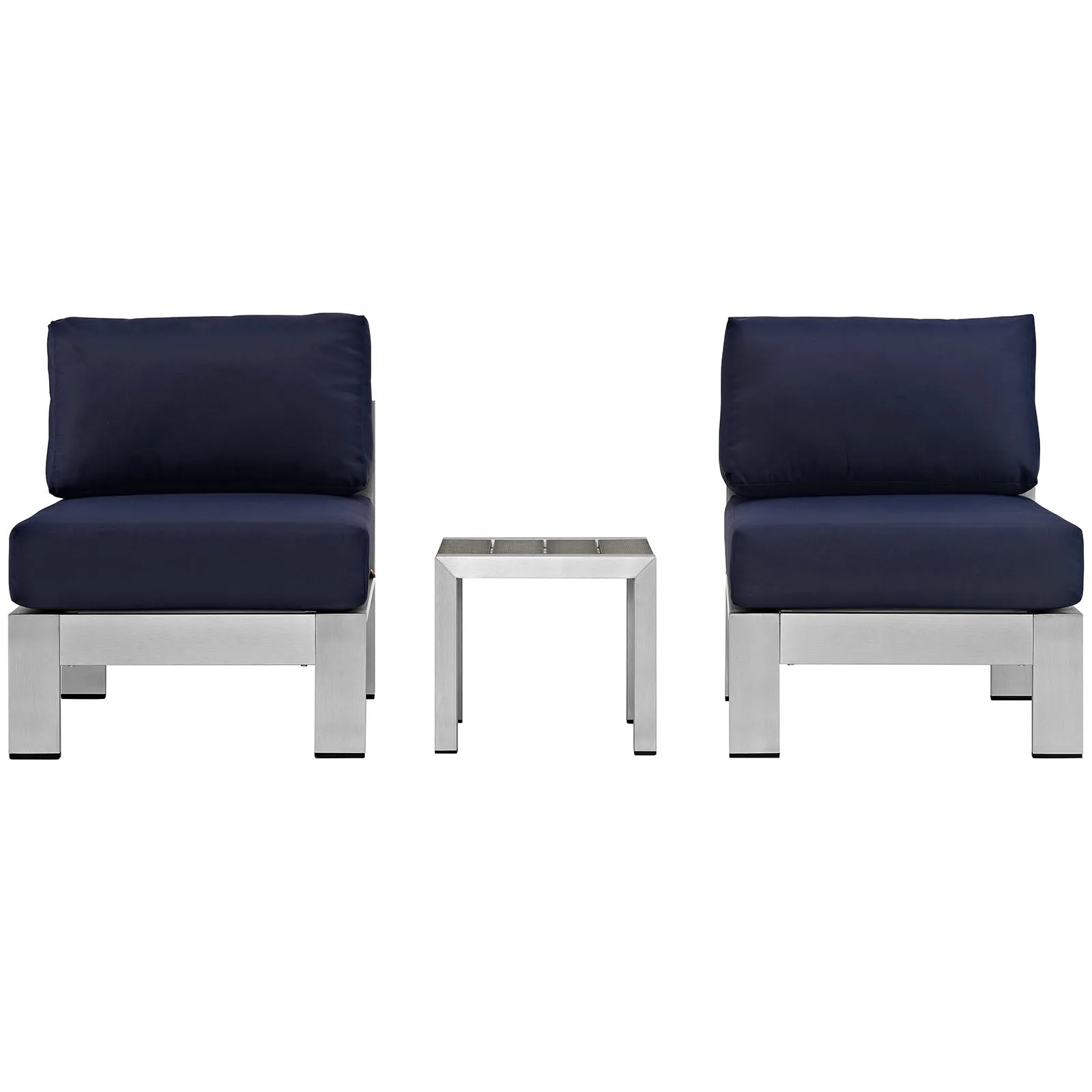 Shore 3 Piece Outdoor Patio Aluminum Sectional Sofa Set by Modway