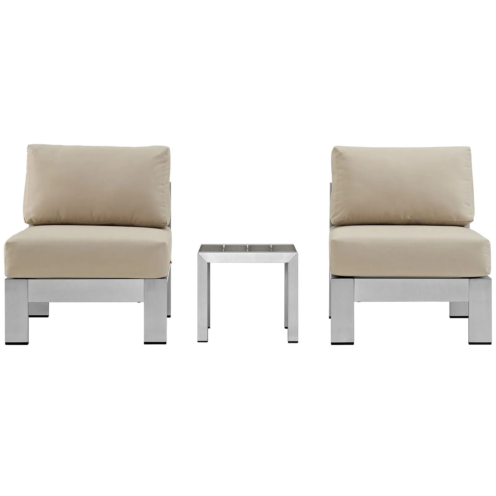 Shore 3 Piece Outdoor Patio Aluminum Sectional Sofa Set by Modway