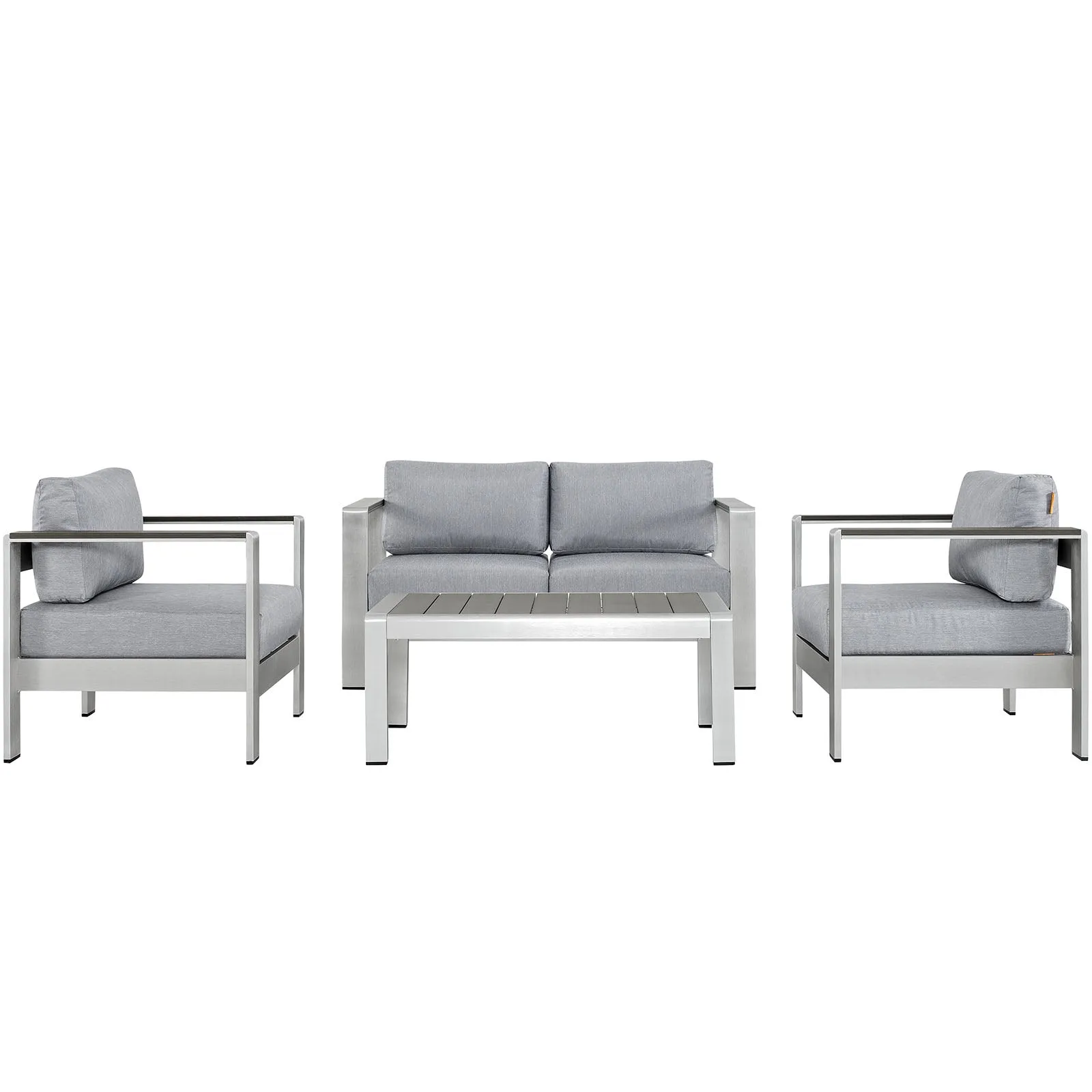 Shore 4 Piece Outdoor Patio Aluminum Sectional Sofa Set by Modway