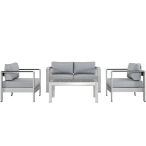 Shore 4 Piece Outdoor Patio Aluminum Sectional Sofa Set by Modway