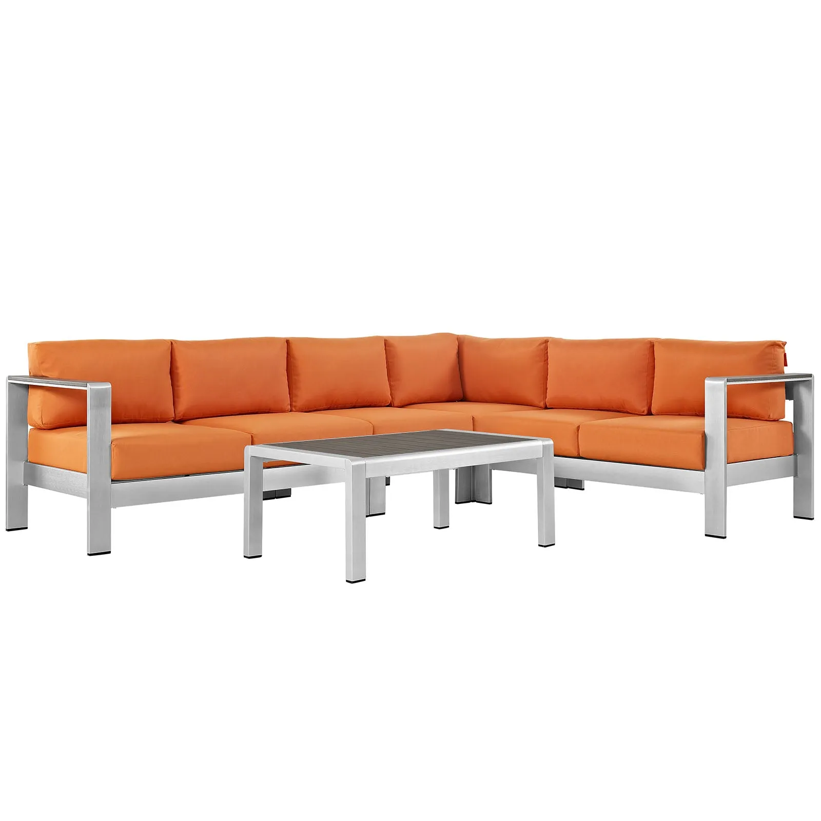 Shore 5 Piece Outdoor Patio Aluminum Sectional Sofa Set by Modway