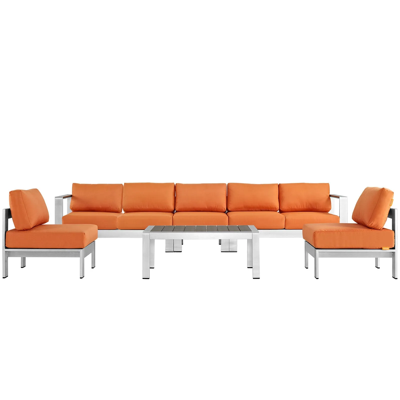 Shore 6 Piece Outdoor Patio Aluminum Sectional Sofa Set by Modway