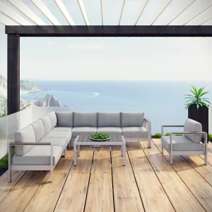 Shore 7 Piece Outdoor Patio Aluminum Sectional Sofa Set by Modway