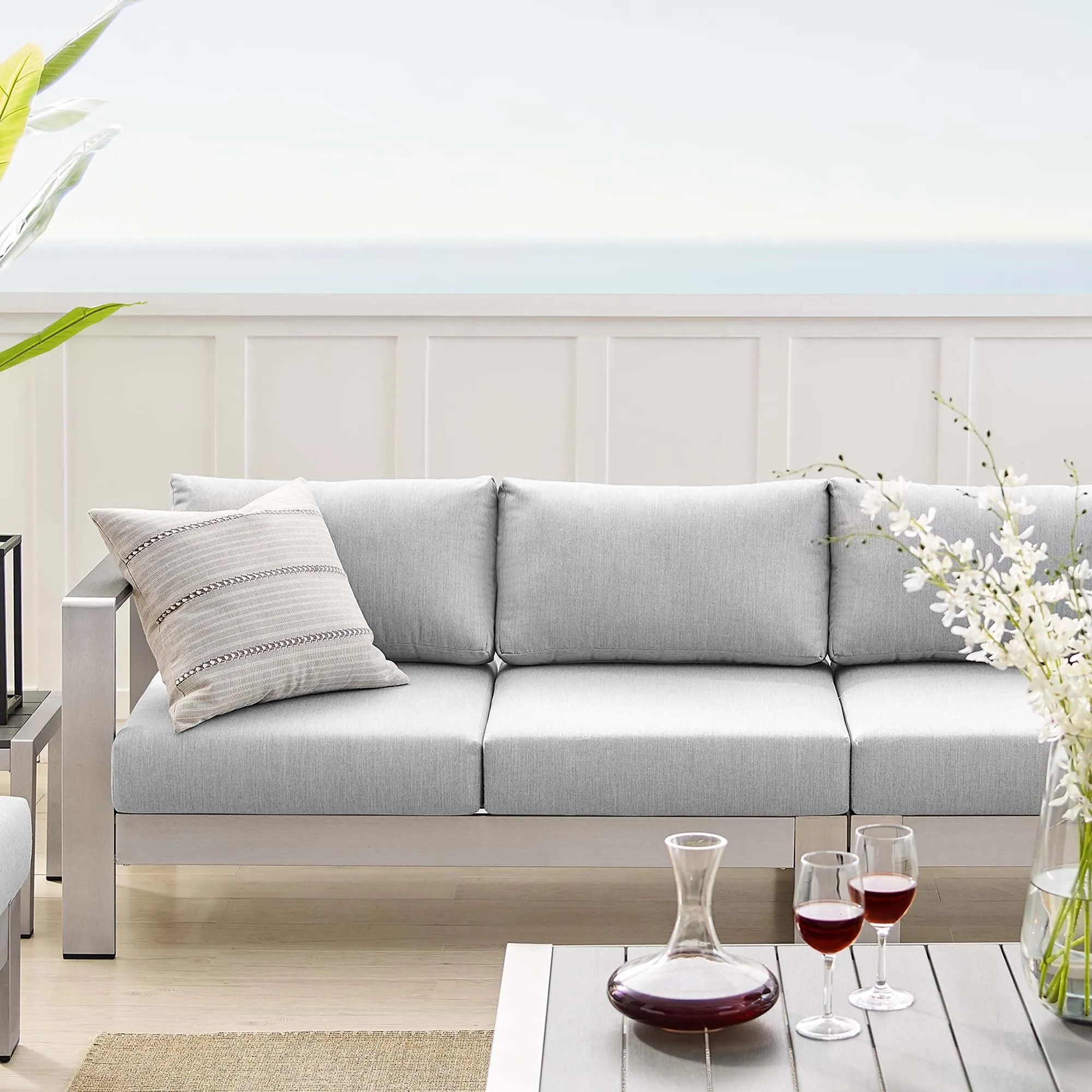 Shore 7 Piece Sunbrella® Fabric Outdoor Patio Aluminum Sectional Sofa Set by Modway