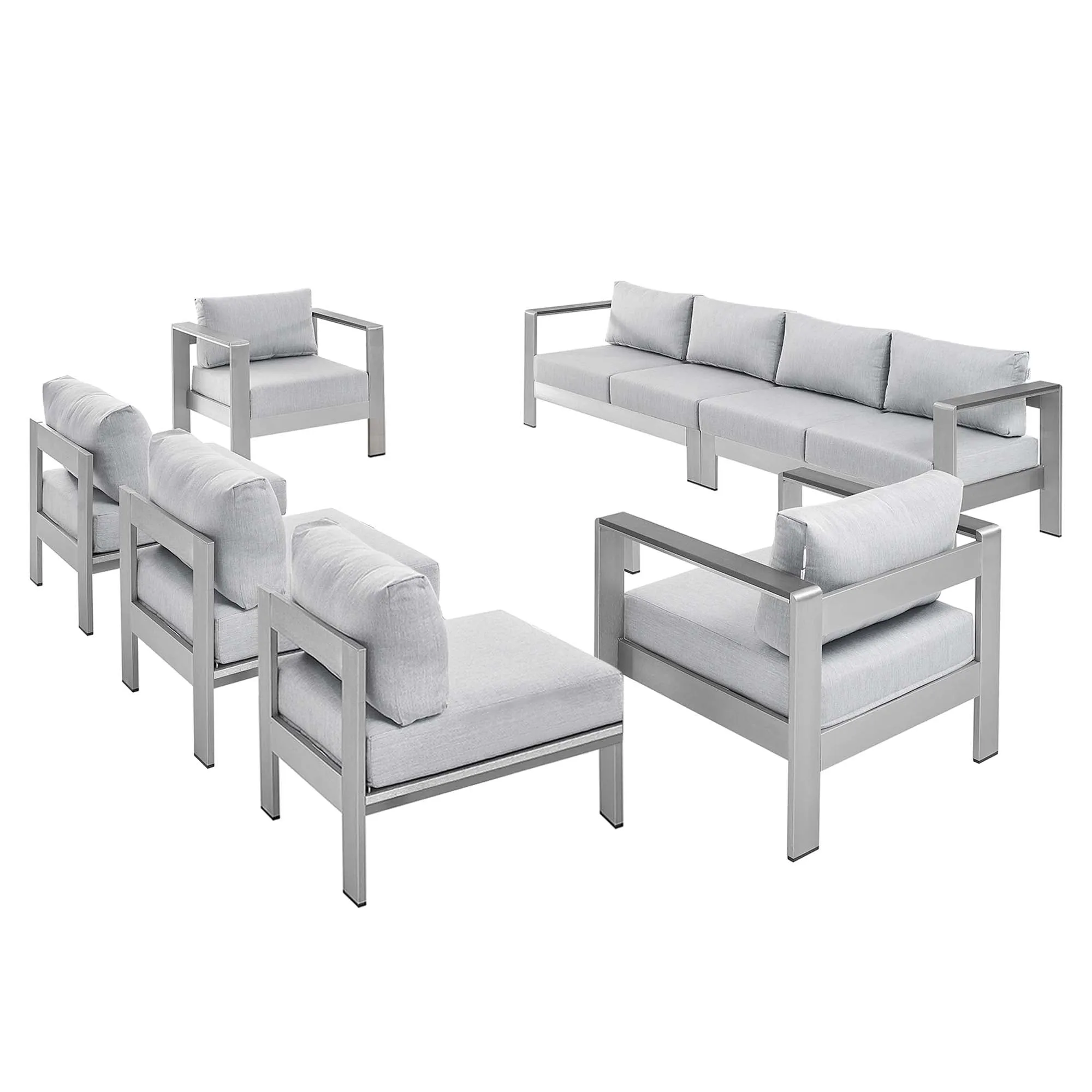 Shore 7 Piece Sunbrella® Fabric Outdoor Patio Aluminum Sectional Sofa Set by Modway