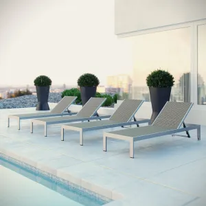Shore Chaise Outdoor Patio Aluminum Set of 4 by Modway