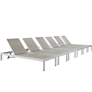 Shore Chaise Outdoor Patio Aluminum Set of 6 by Modway