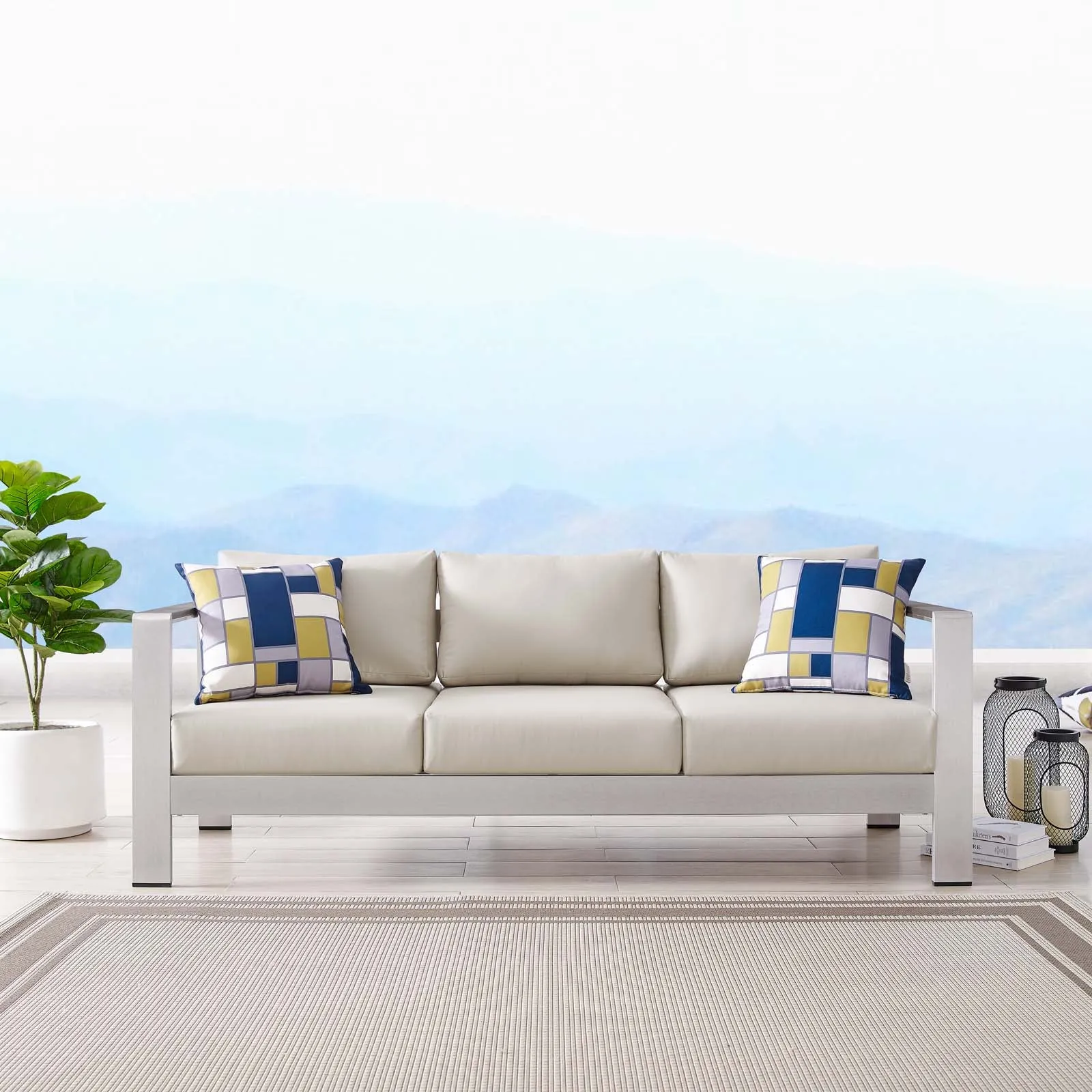 Shore Outdoor Patio Aluminum Sofa by Modway