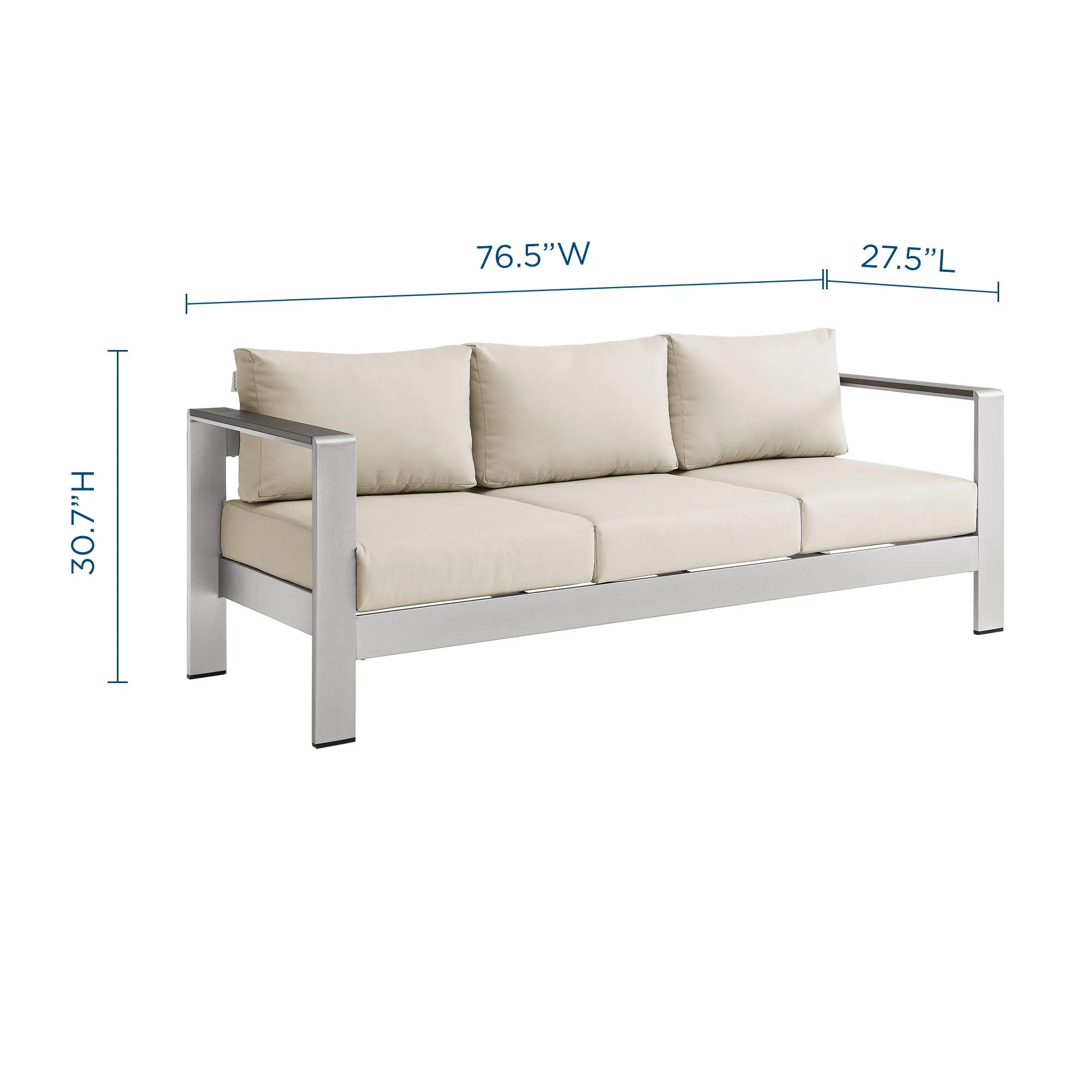 Shore Outdoor Patio Aluminum Sofa by Modway